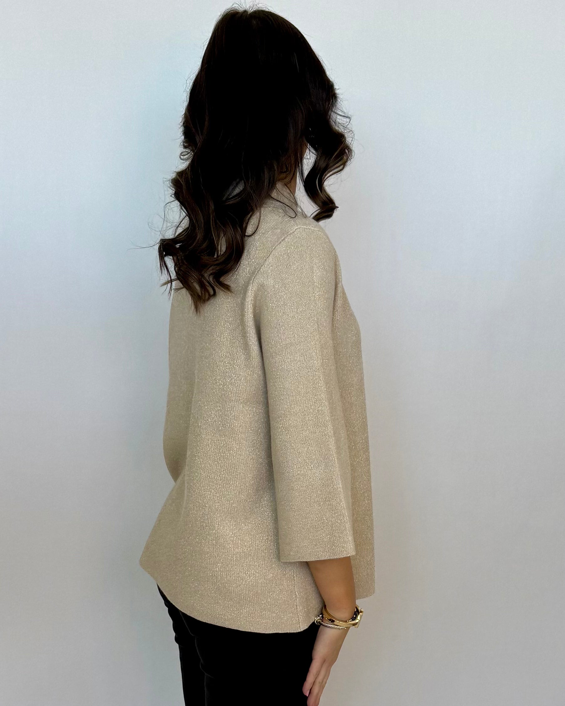 Just A Wish Cream/Gold Metallic Sweater-Shop-Womens-Boutique-Clothing