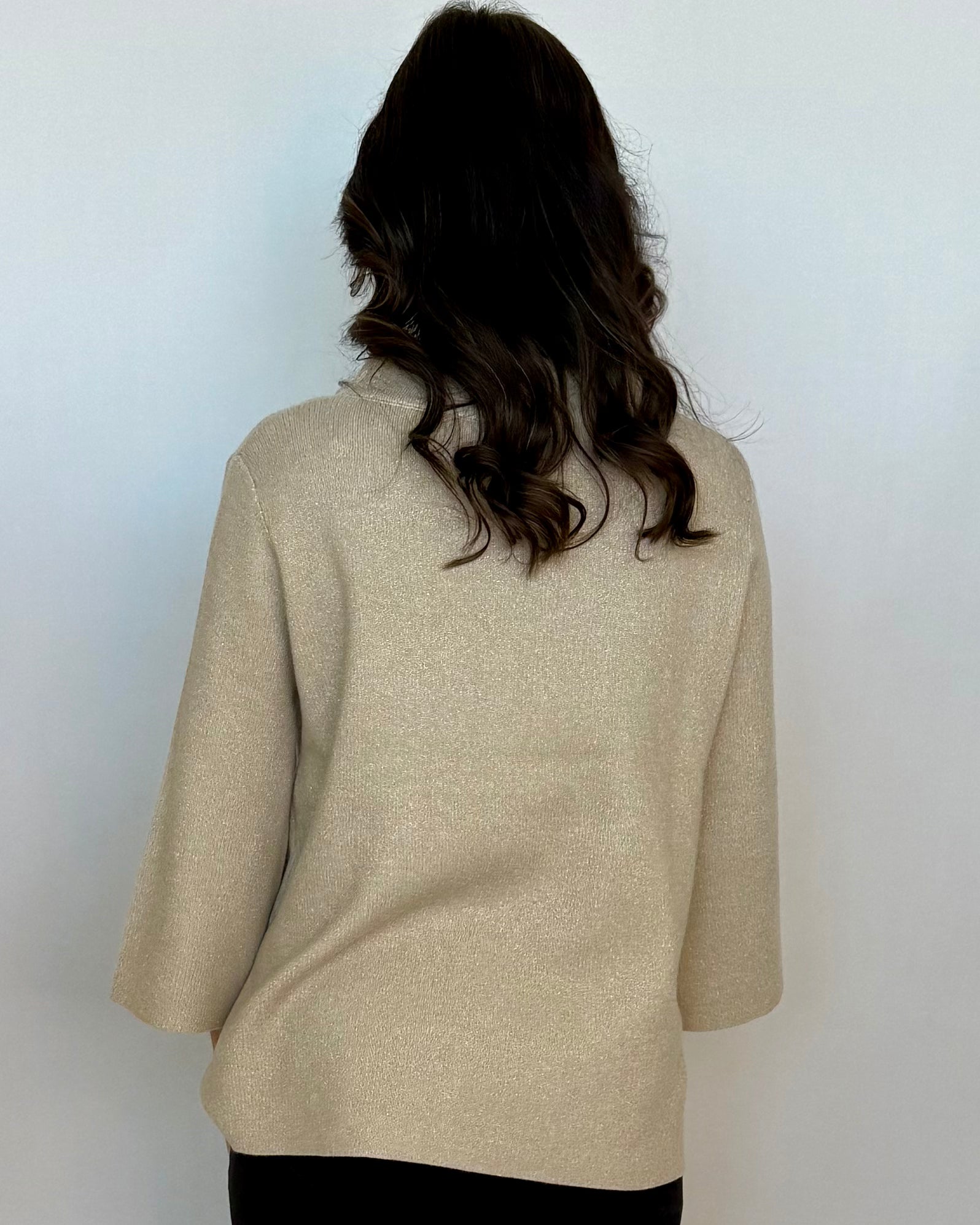 Just A Wish Cream/Gold Metallic Sweater-Shop-Womens-Boutique-Clothing