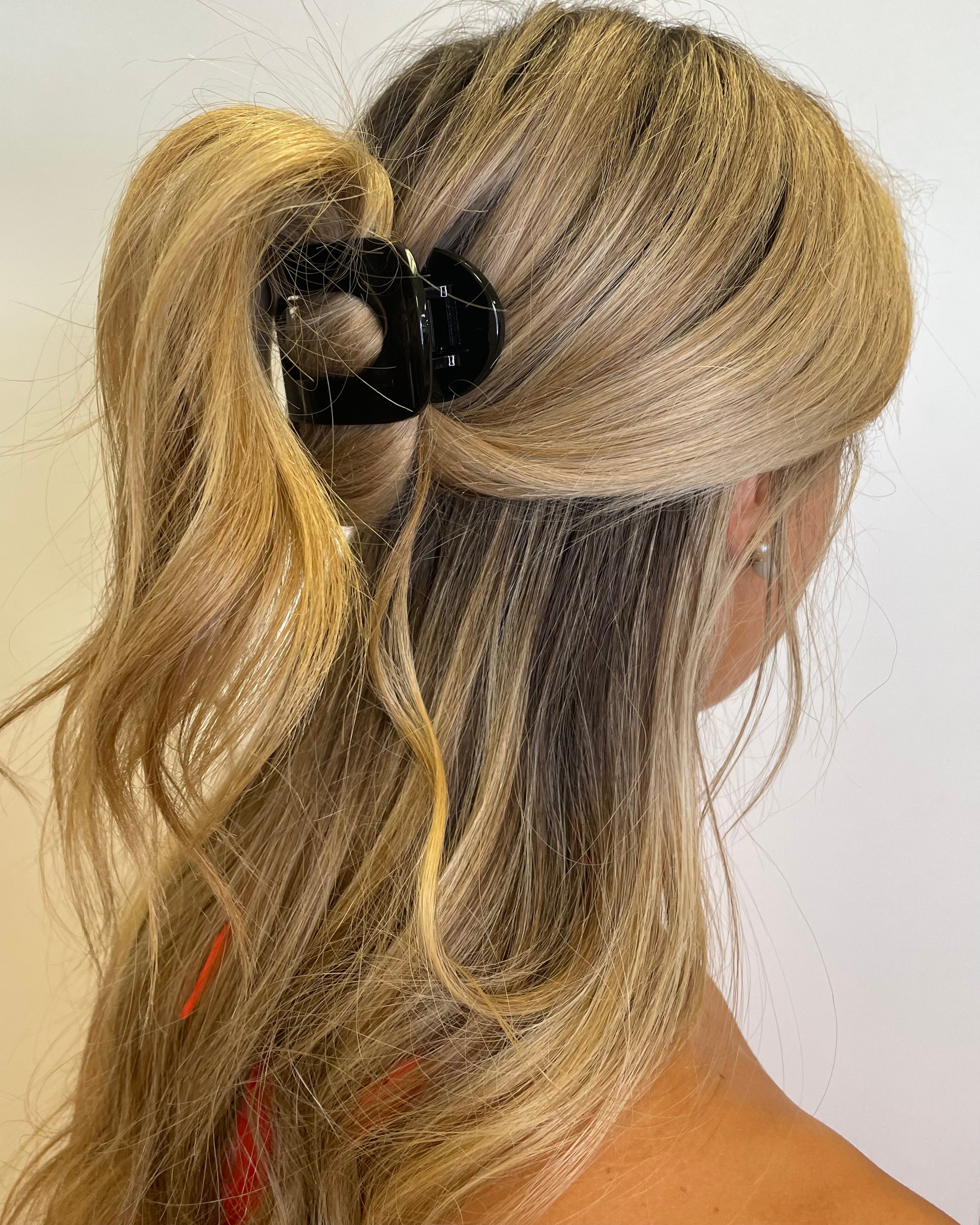 Teleties Jet Black Small Flat Round Clip-Shop-Womens-Boutique-Clothing