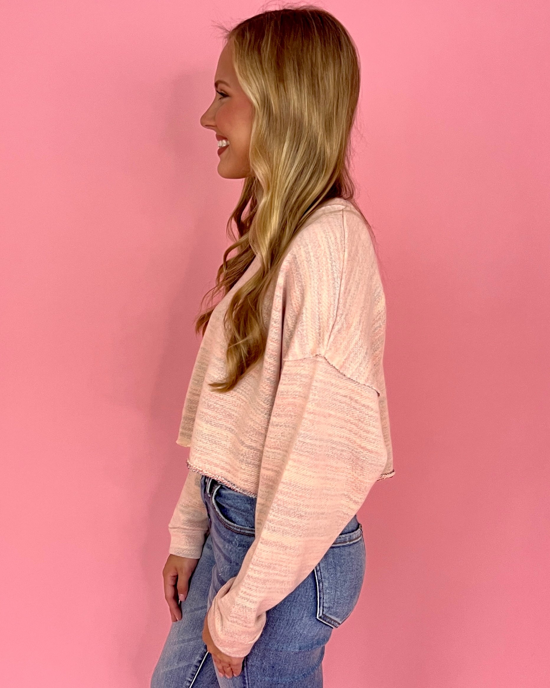 With You Forever Blush Heathered Cropped Dolman Top-Shop-Womens-Boutique-Clothing