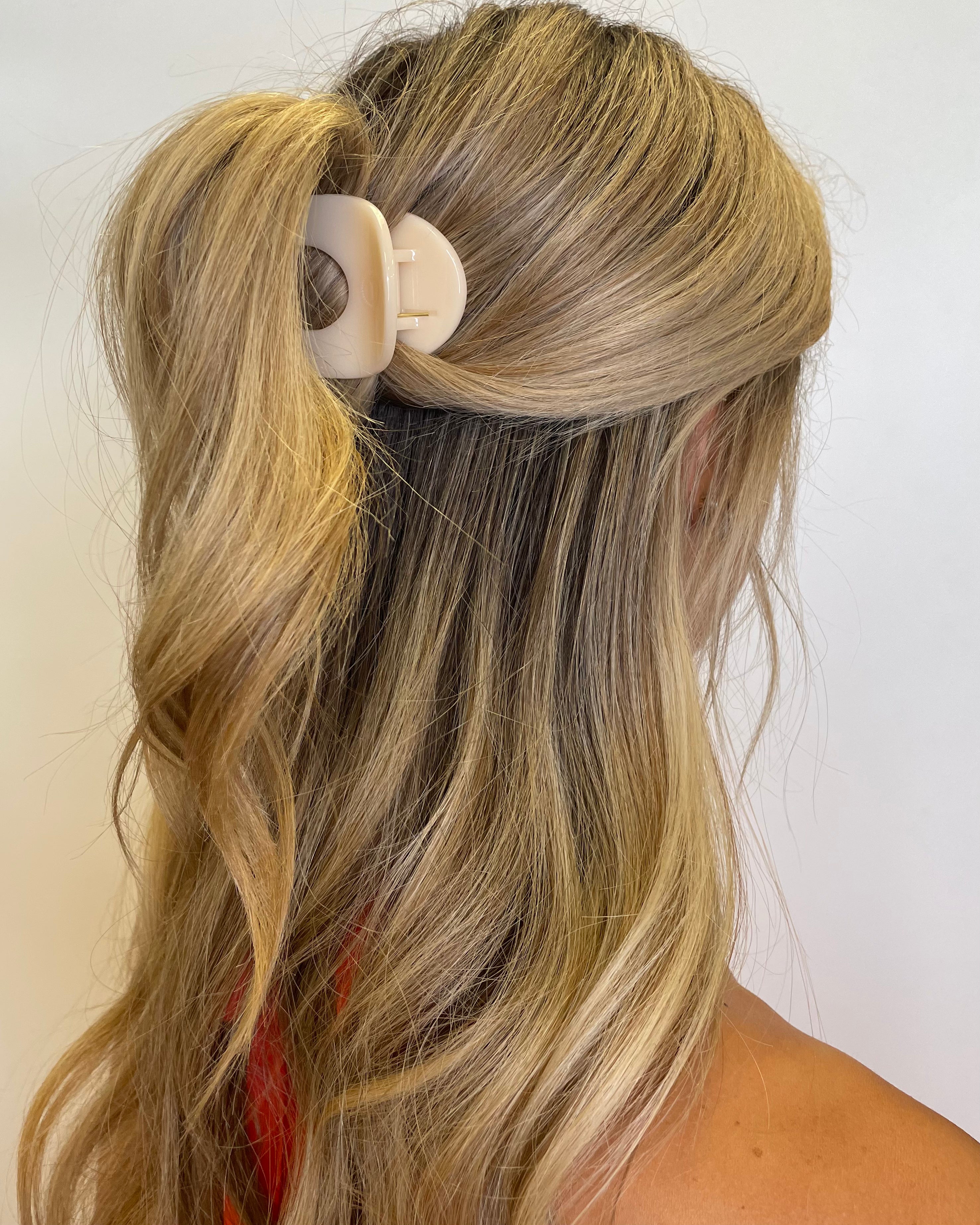 Teleties Almond Beige Small Flat Round Clip-Shop-Womens-Boutique-Clothing