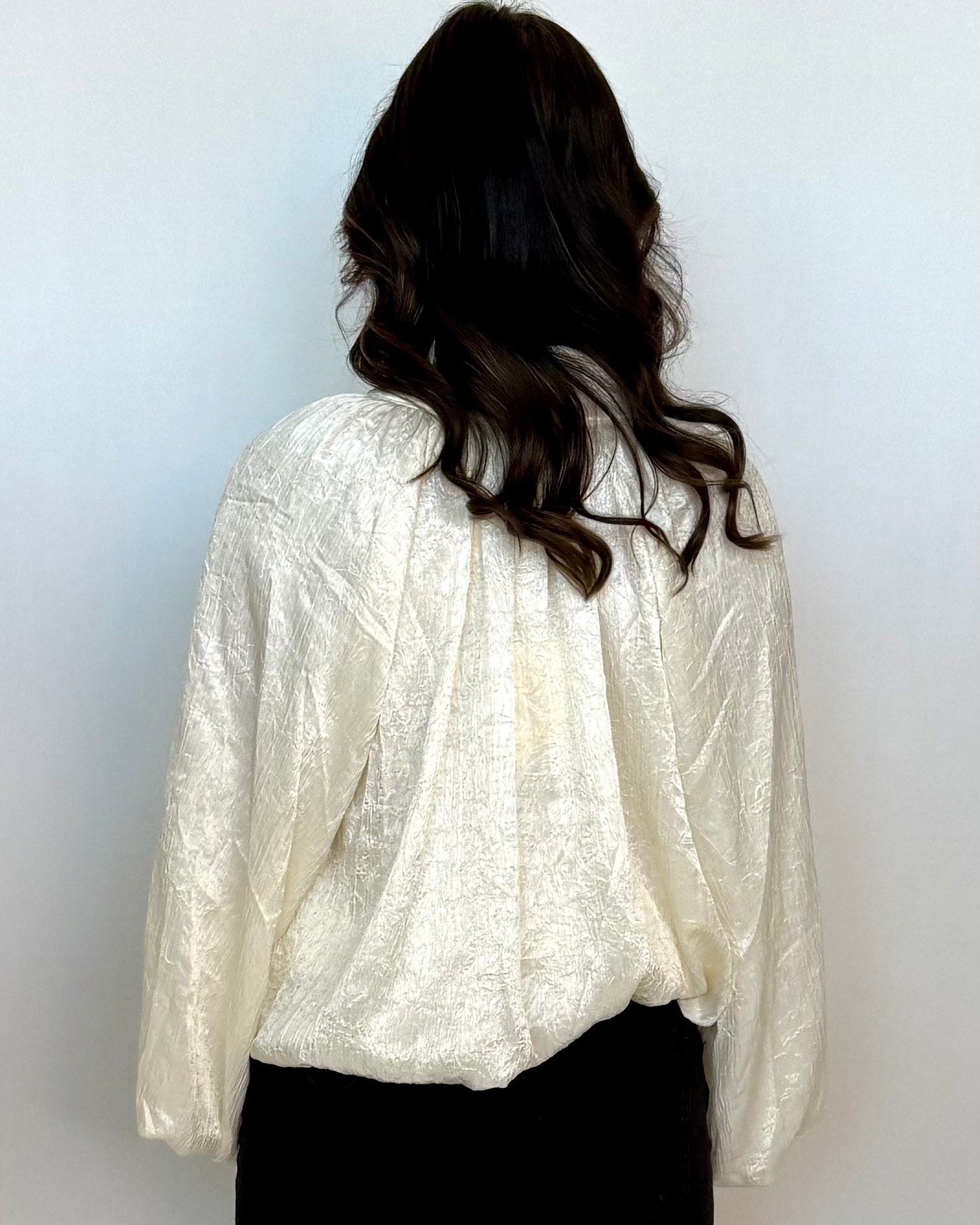 Till I Found You Cream Metallic Pleated Top-Shop-Womens-Boutique-Clothing