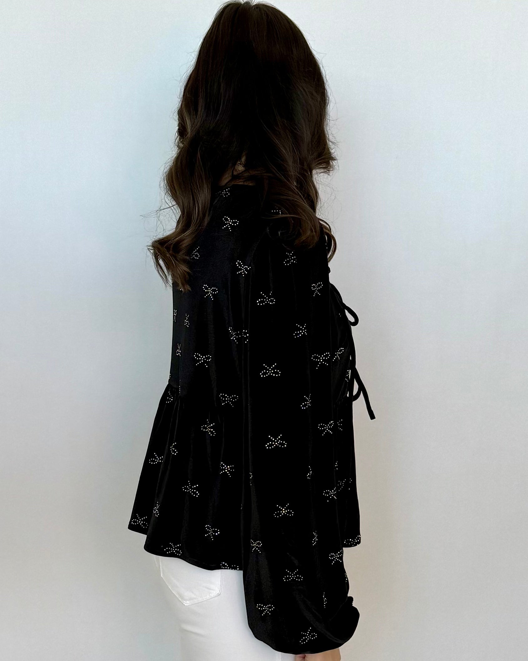 Sparkle Season Black Ribbon Embellished Velvet Top-Shop-Womens-Boutique-Clothing