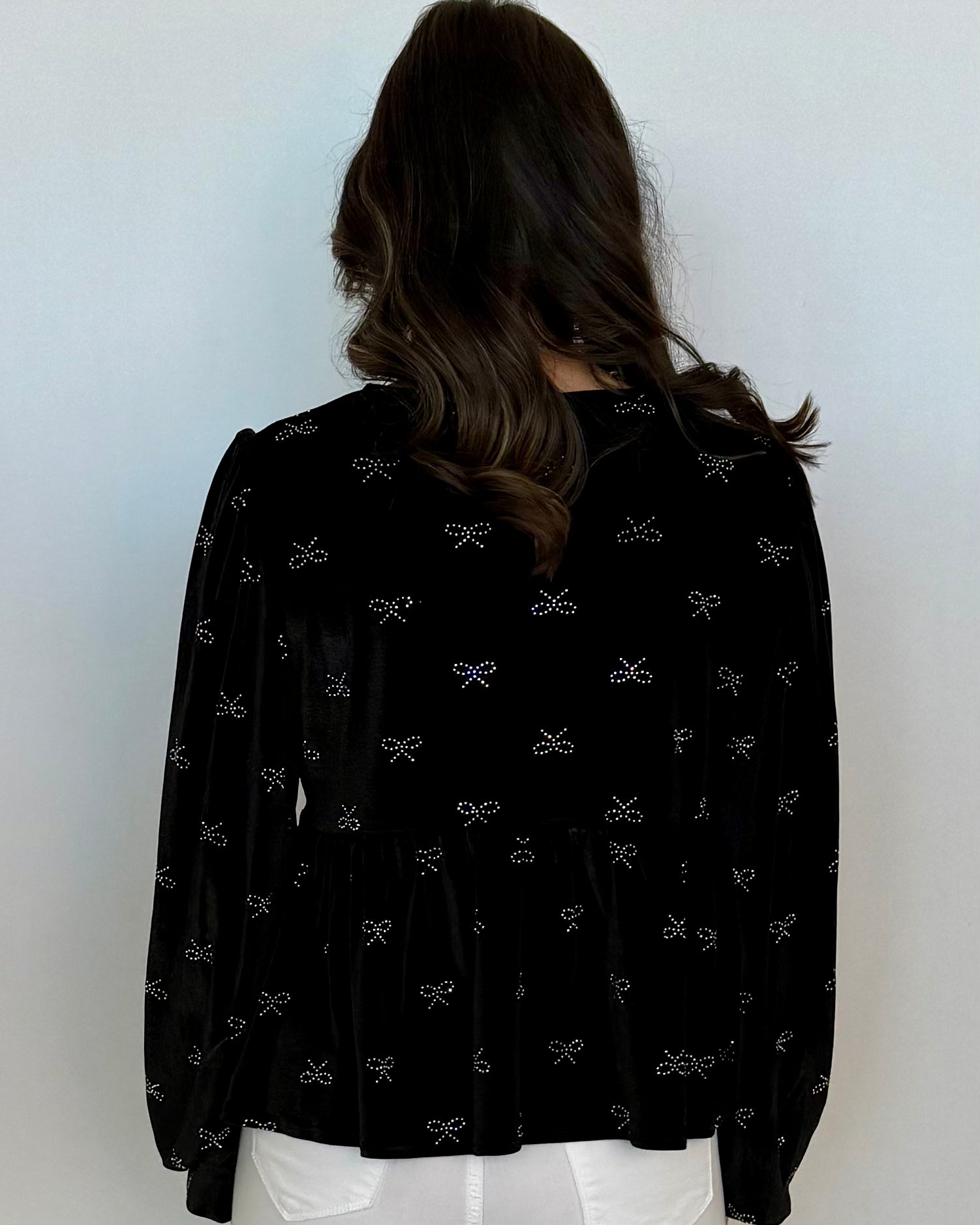 Sparkle Season Black Ribbon Embellished Velvet Top-Shop-Womens-Boutique-Clothing