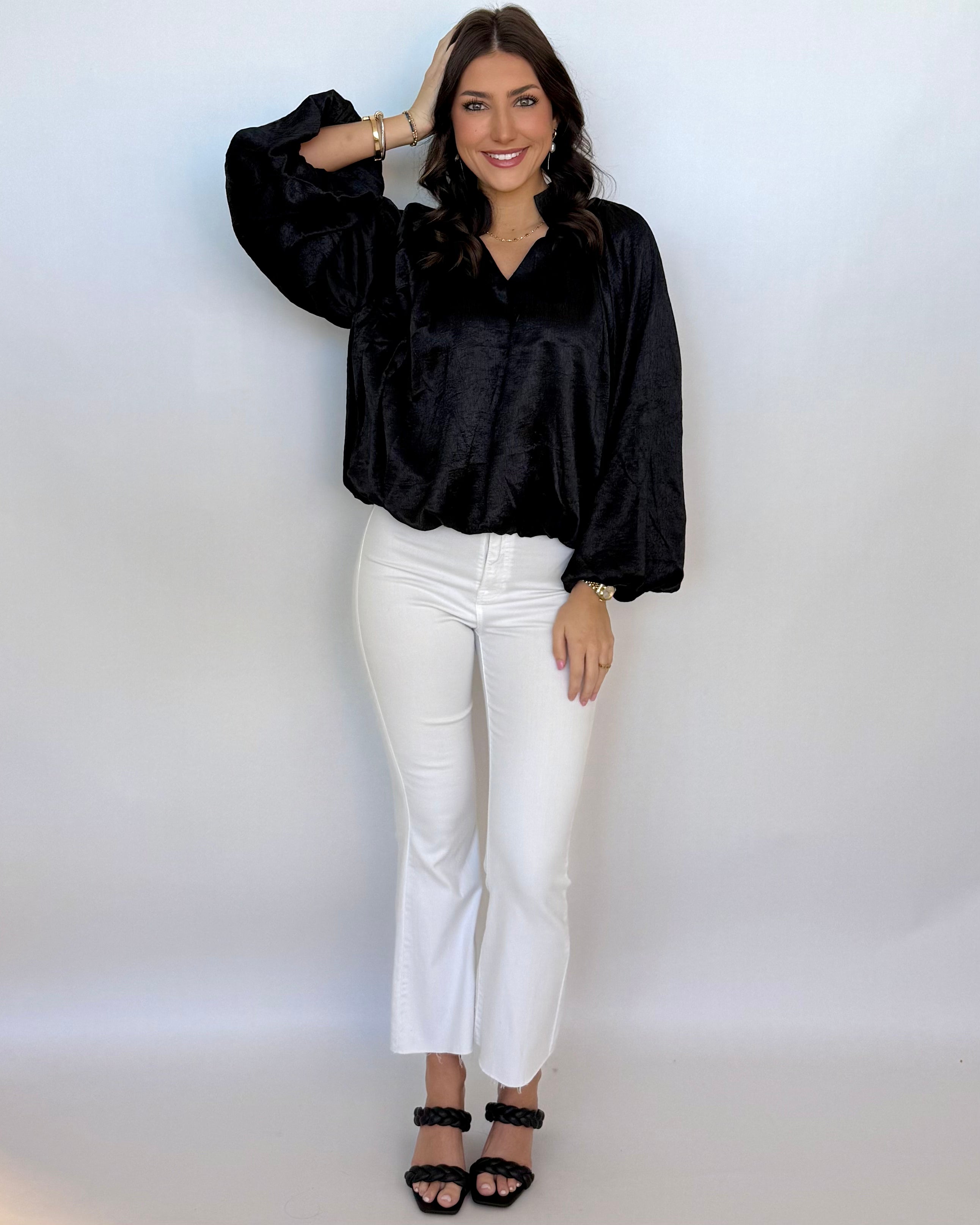 Till I Found You Black Metallic Pleated Top-Shop-Womens-Boutique-Clothing