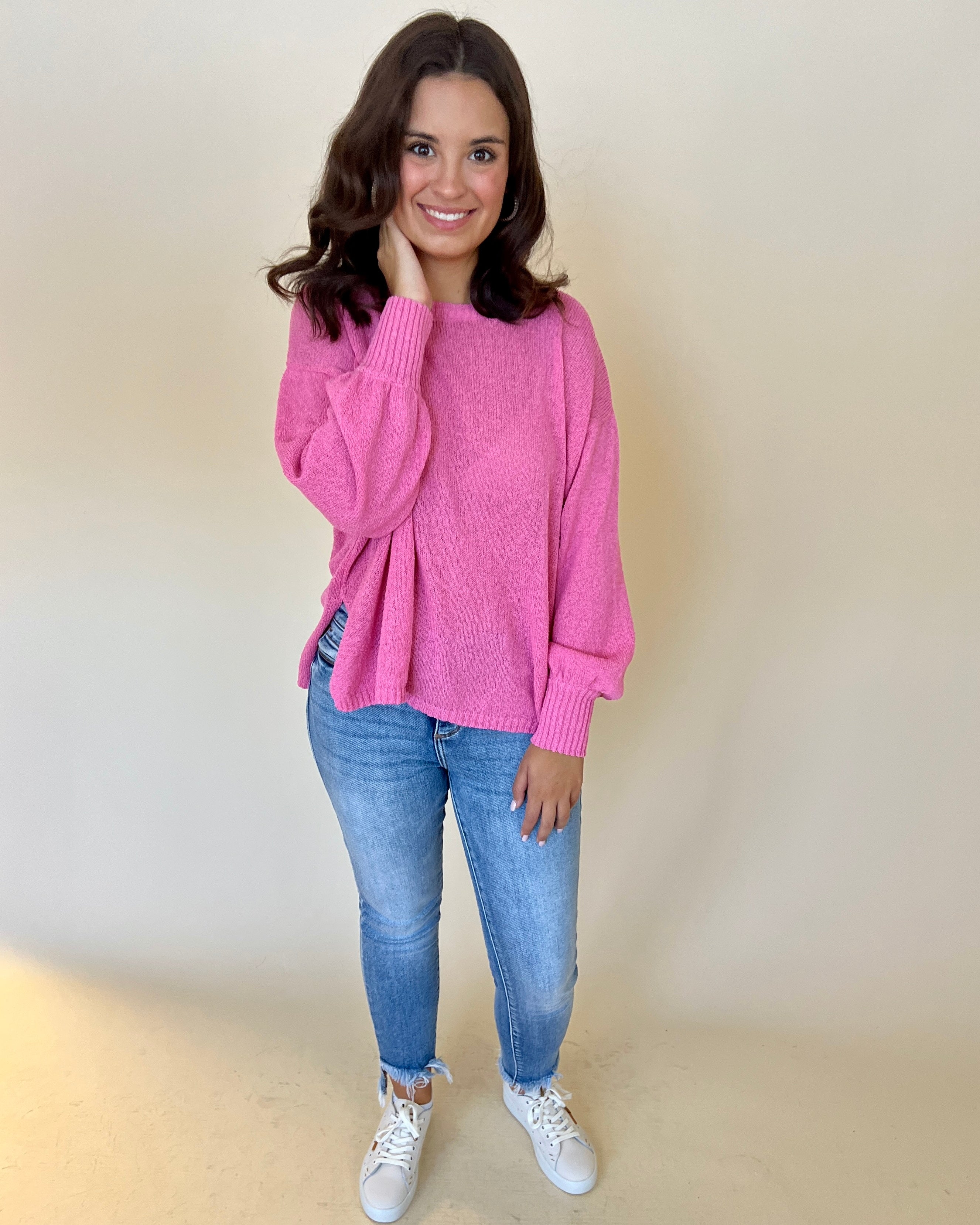 Feeling Confident Malibu Pink Knitted Sweater-Shop-Womens-Boutique-Clothing