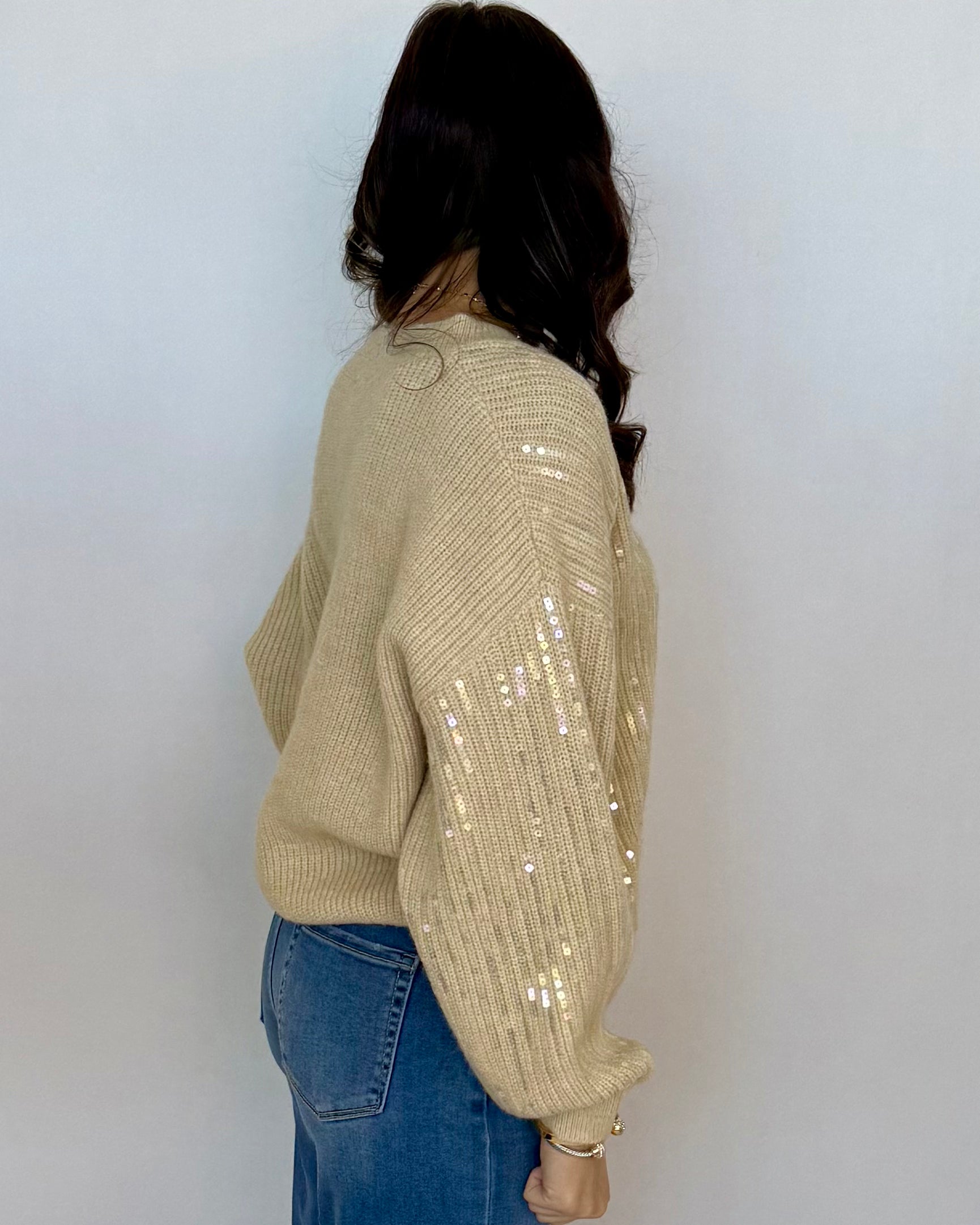 Wander With Me Oatmeal Clear Sequin Sweater-Shop-Womens-Boutique-Clothing