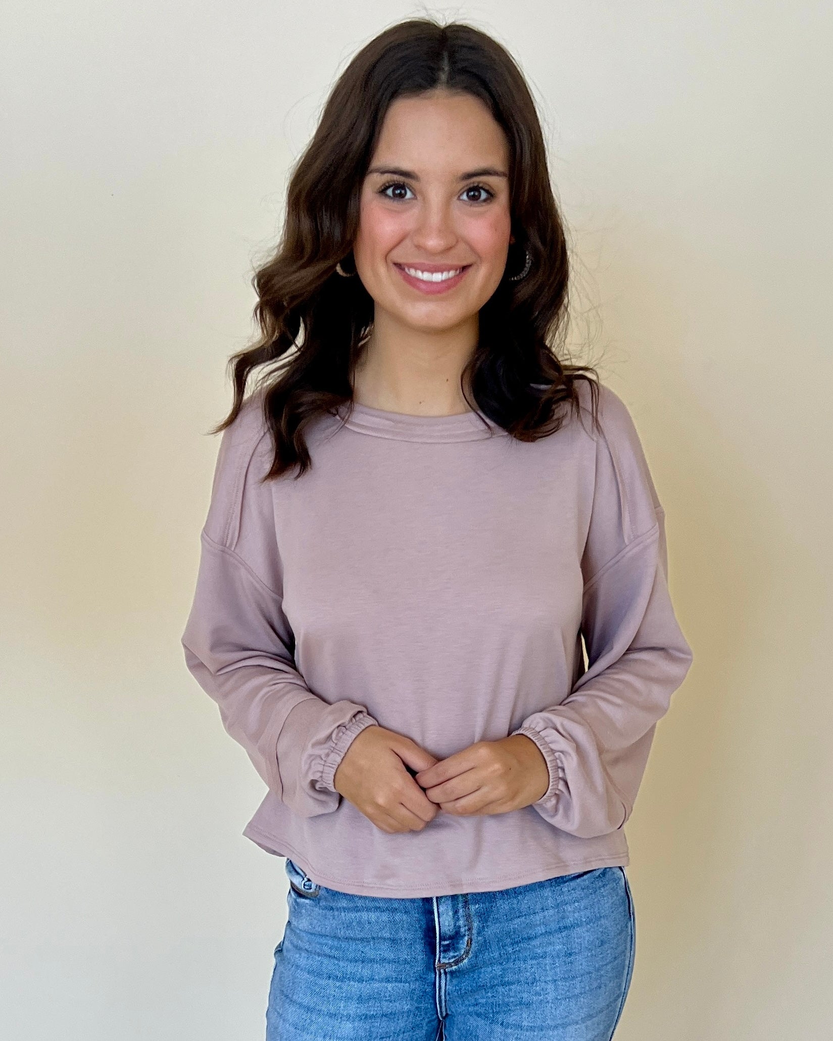 Give It Up Mocha French Terry Top-Shop-Womens-Boutique-Clothing