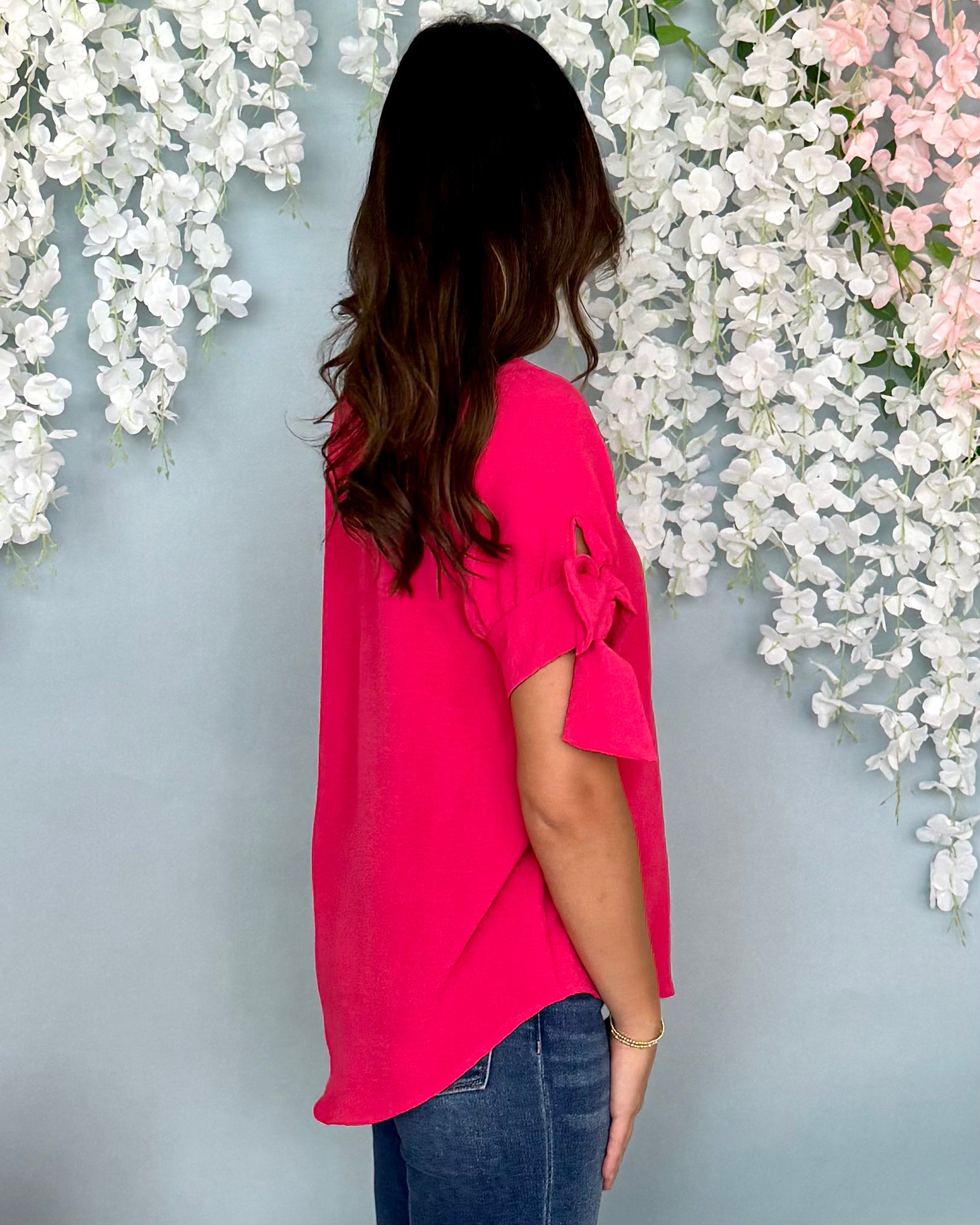 In Color Punch Knot Sleeve Top-Shop-Womens-Boutique-Clothing