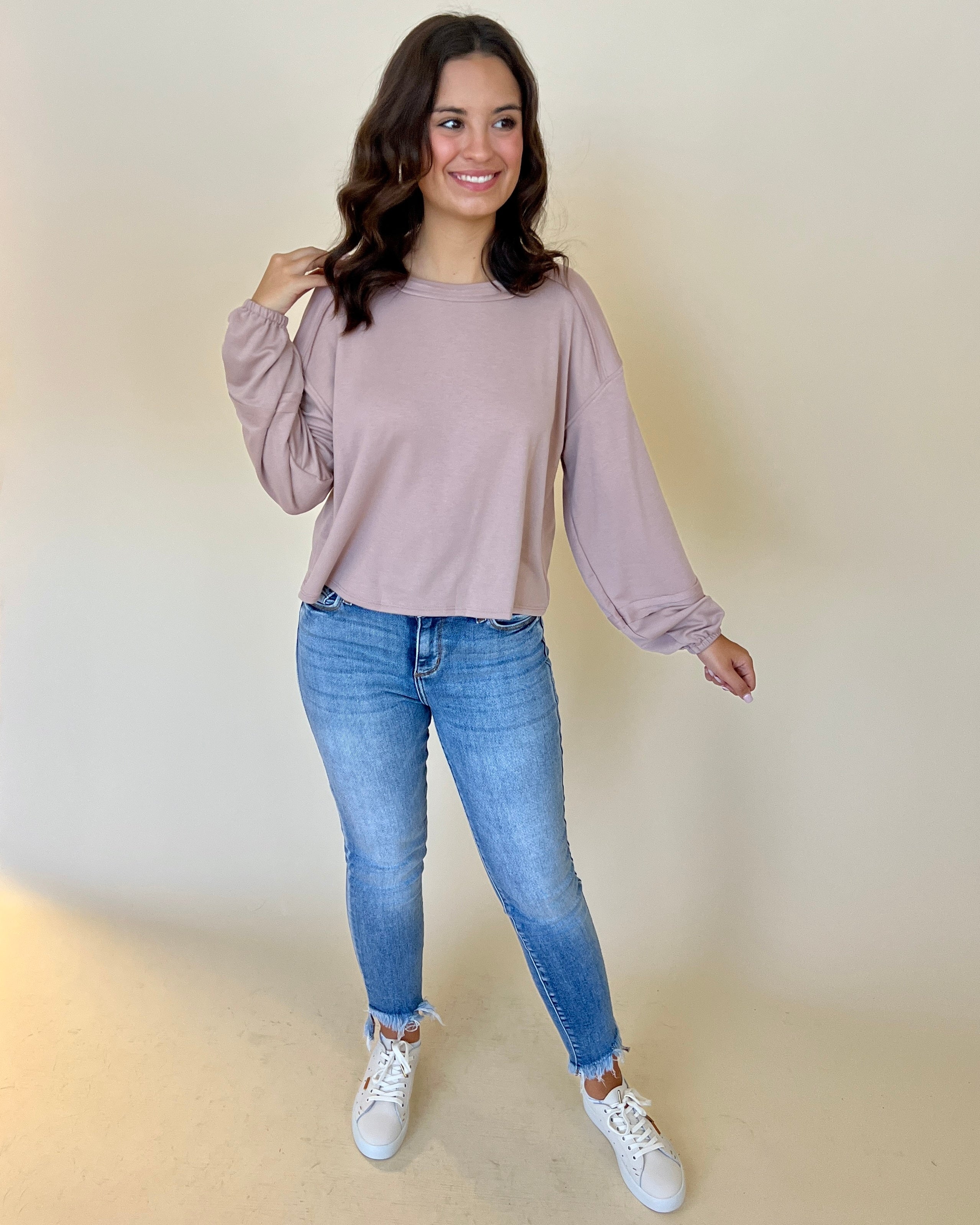 Give It Up Mocha French Terry Top-Shop-Womens-Boutique-Clothing