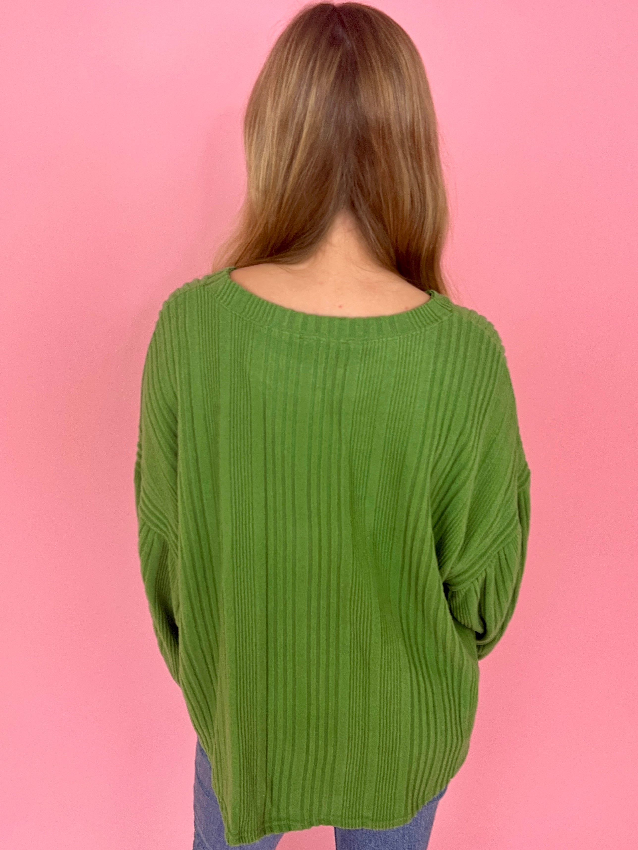 Stay With Me Apple Green Ribbed Puff Sleeve Knit Top-Shop-Womens-Boutique-Clothing
