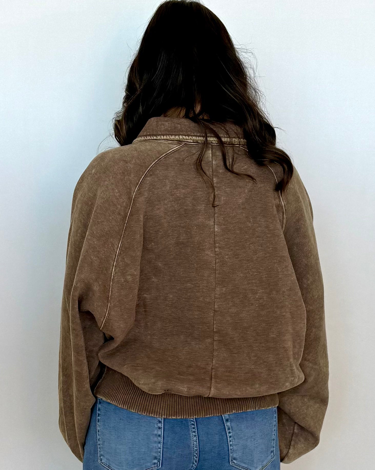 Cloud Nine Mocha Washed Button Up Sweatshirt-Shop-Womens-Boutique-Clothing