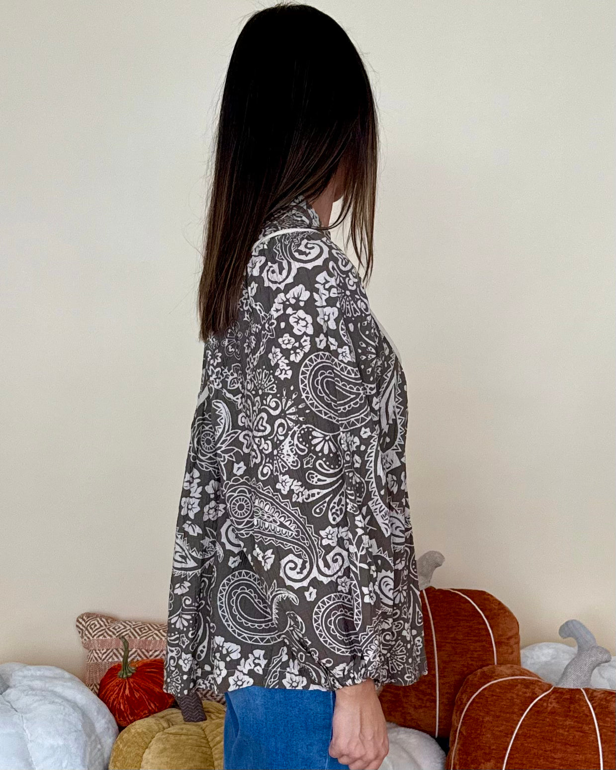 Plans Made Brown Paisley Pintuck Top-Shop-Womens-Boutique-Clothing