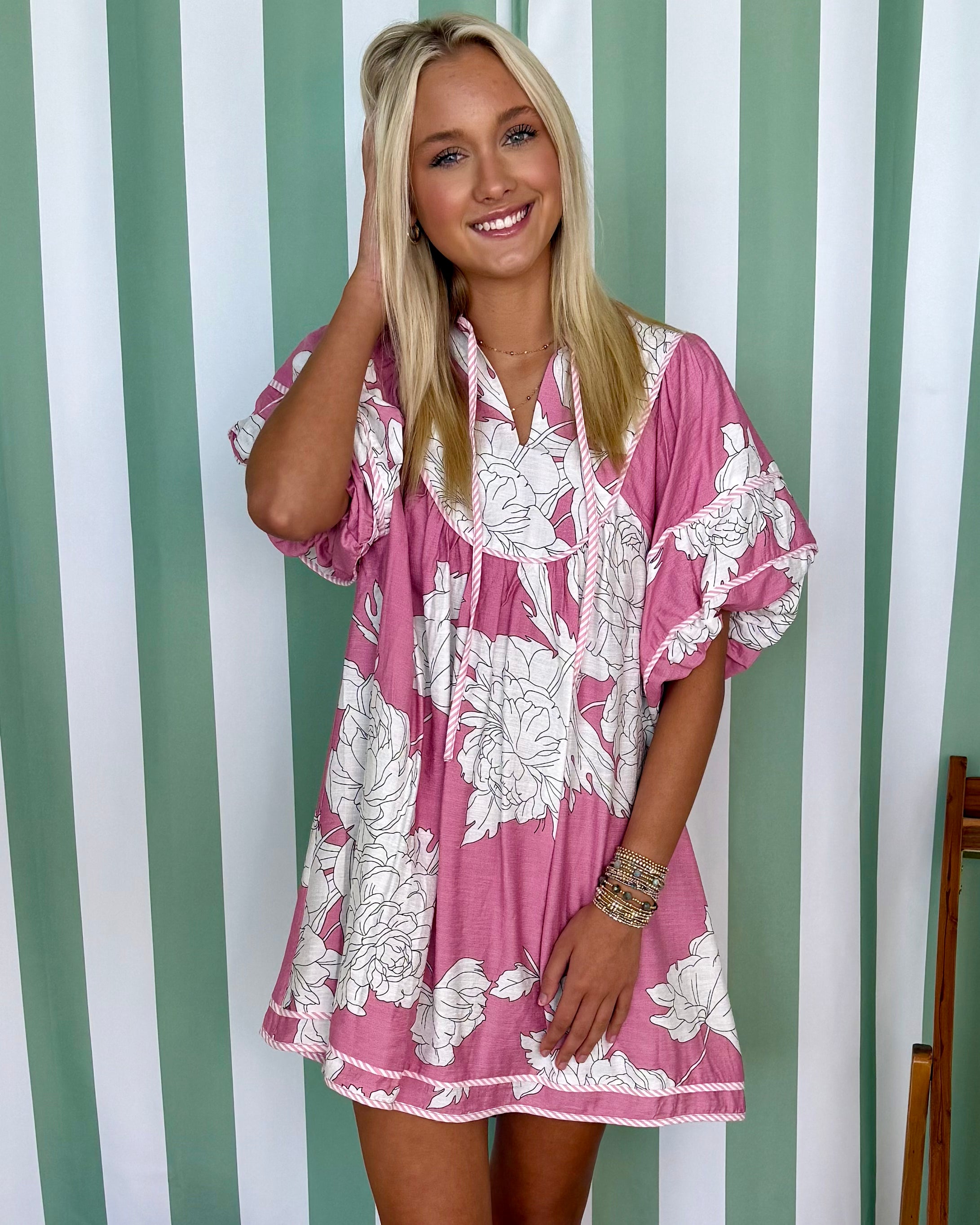 Graceful Smile Mauve Floral Babydoll Dress-Shop-Womens-Boutique-Clothing