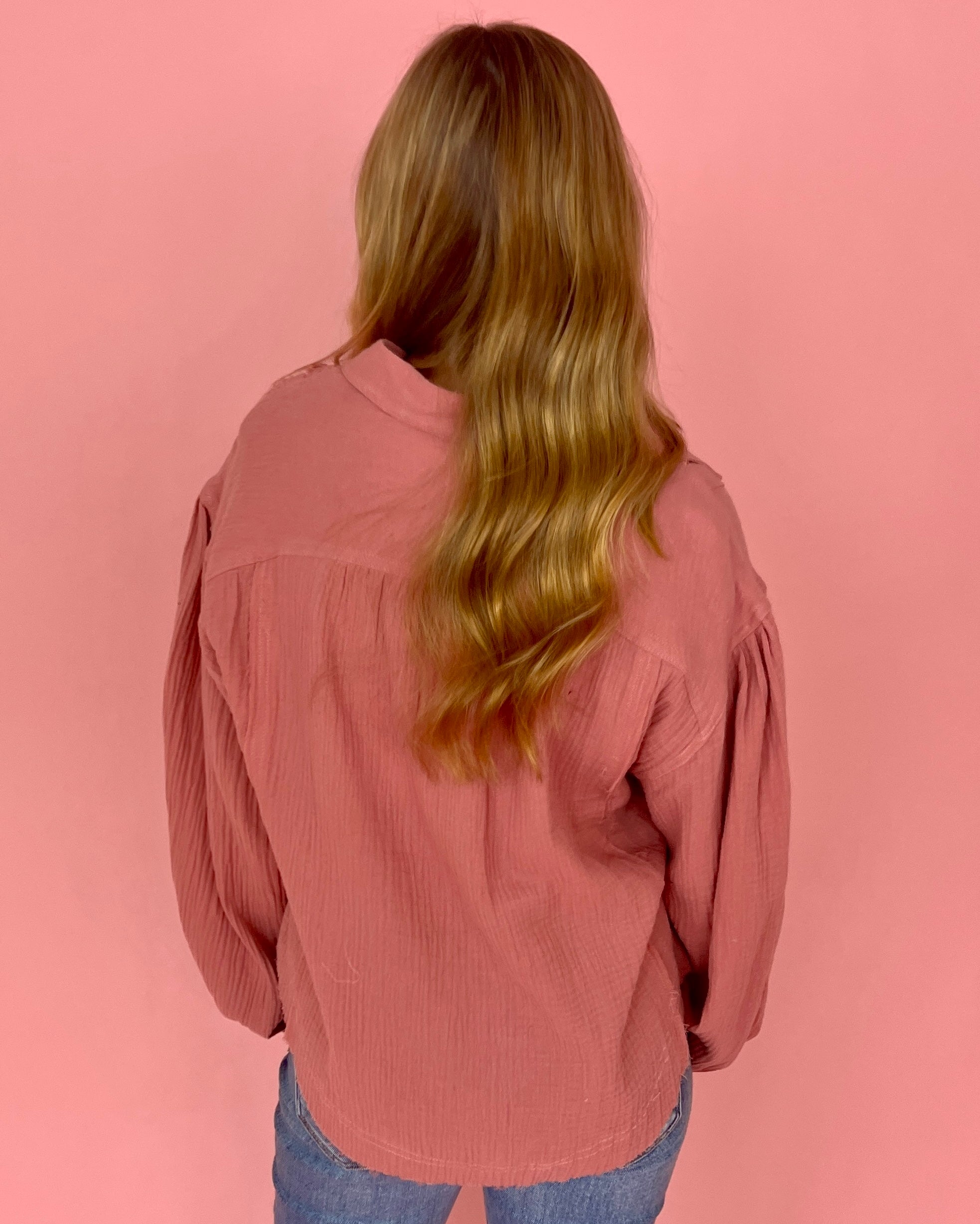 Slowing Down Rose Collared Ruffle Top-Shop-Womens-Boutique-Clothing