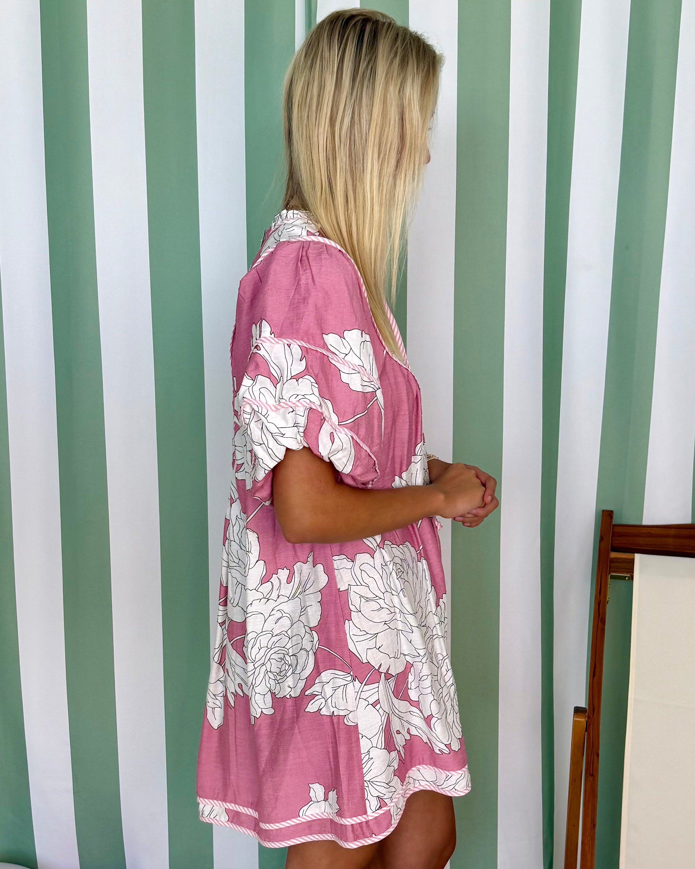 Graceful Smile Mauve Floral Babydoll Dress-Shop-Womens-Boutique-Clothing