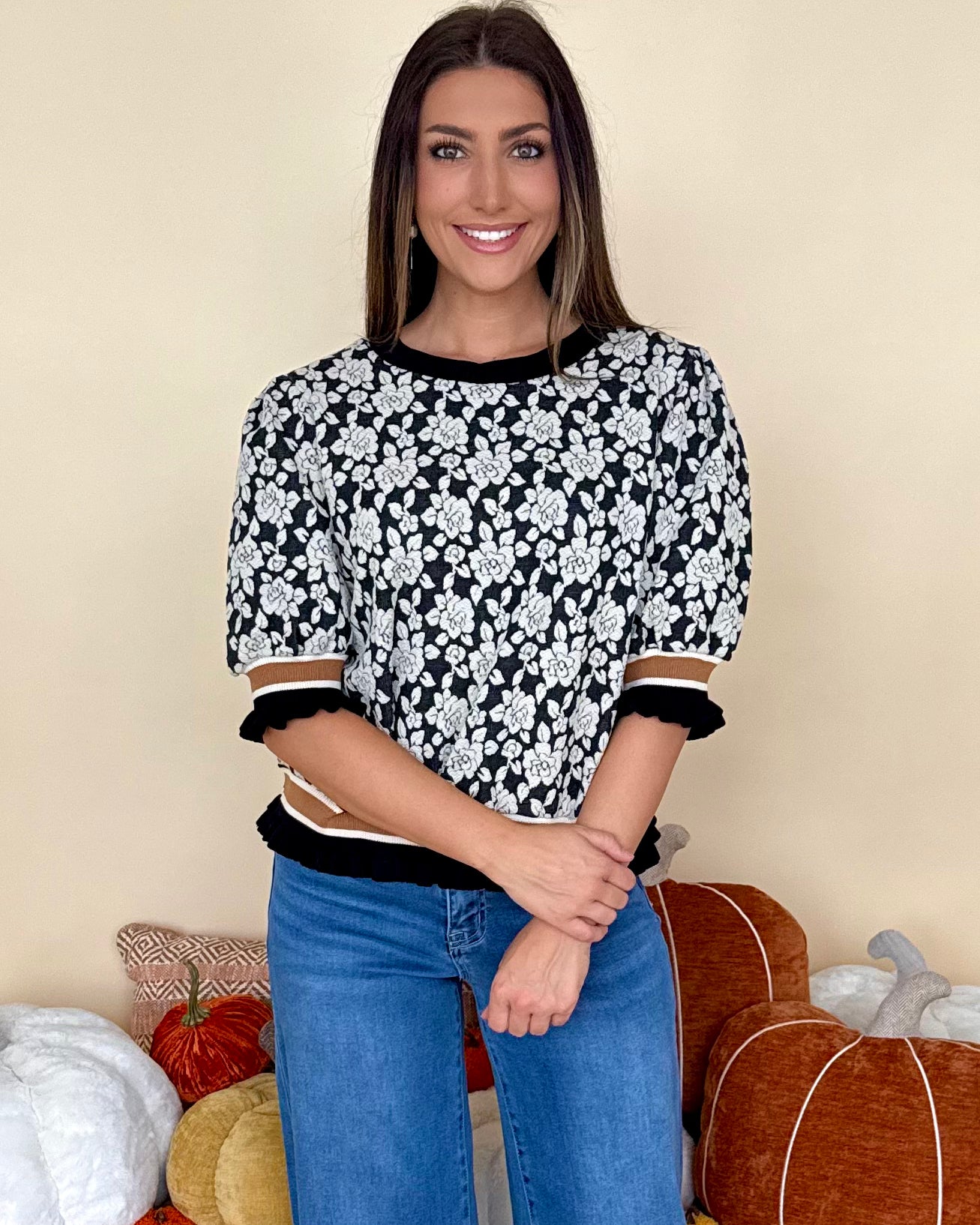 Coming Back For You Black/ Grey Textured Top-Shop-Womens-Boutique-Clothing