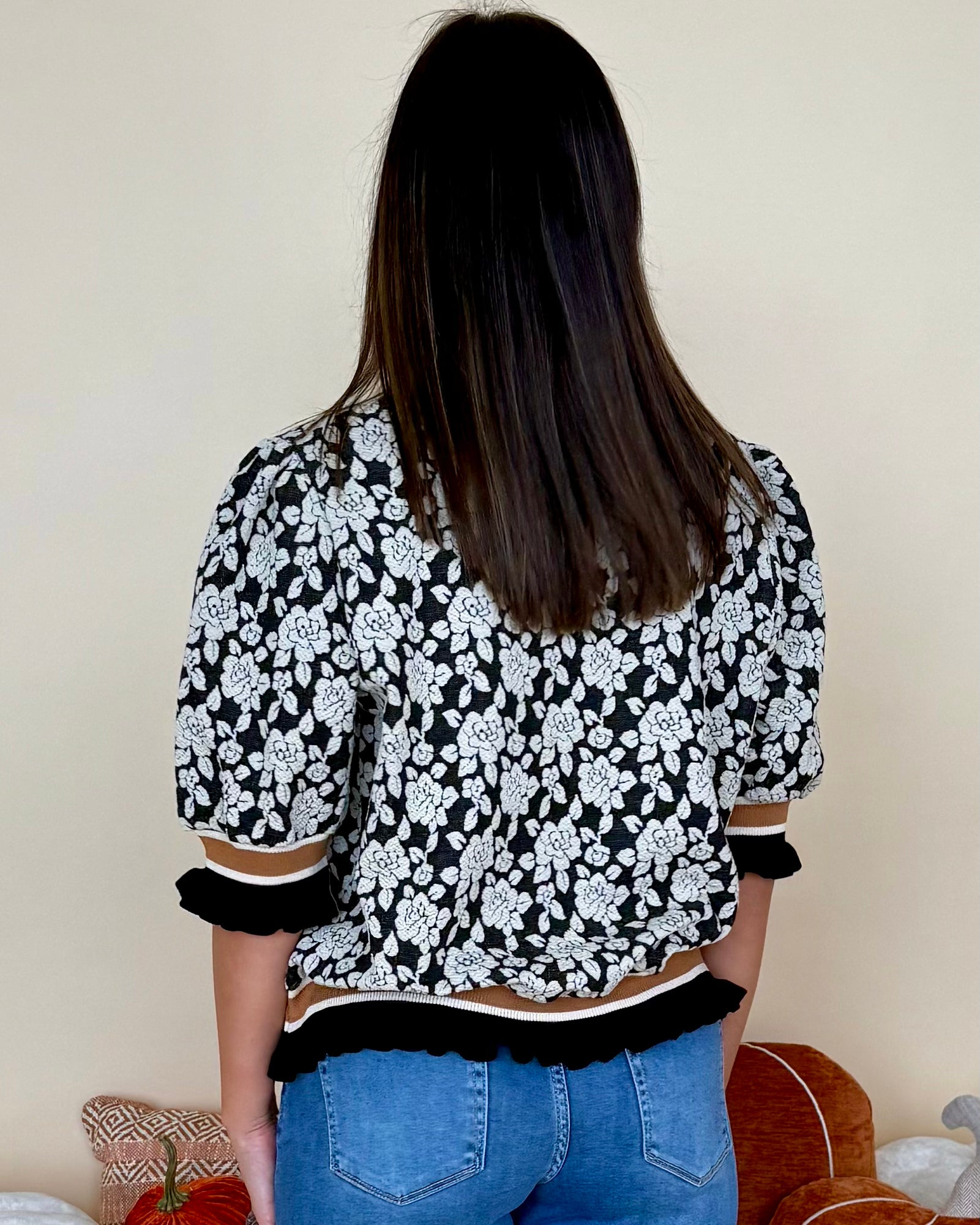 Coming Back For You Black/ Grey Textured Top-Shop-Womens-Boutique-Clothing