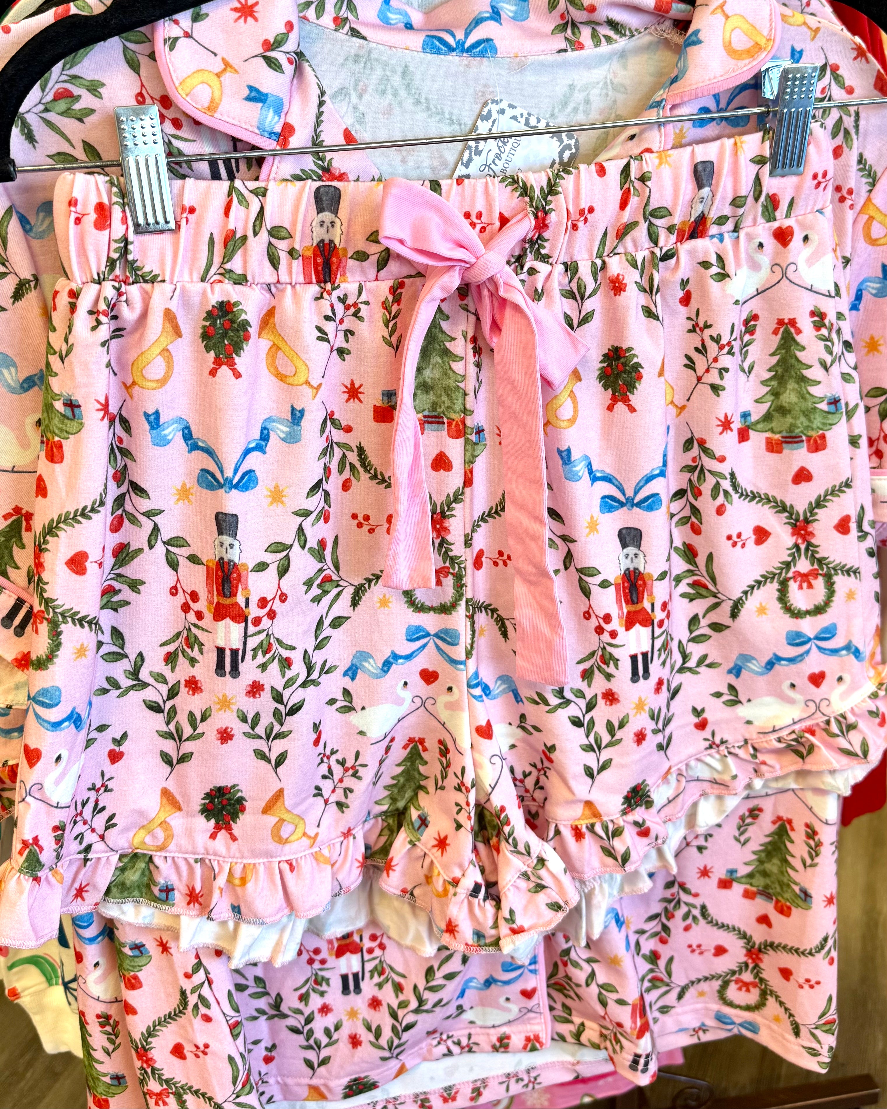 Nutcracker Pink Shorts Pajamas Set-Shop-Womens-Boutique-Clothing