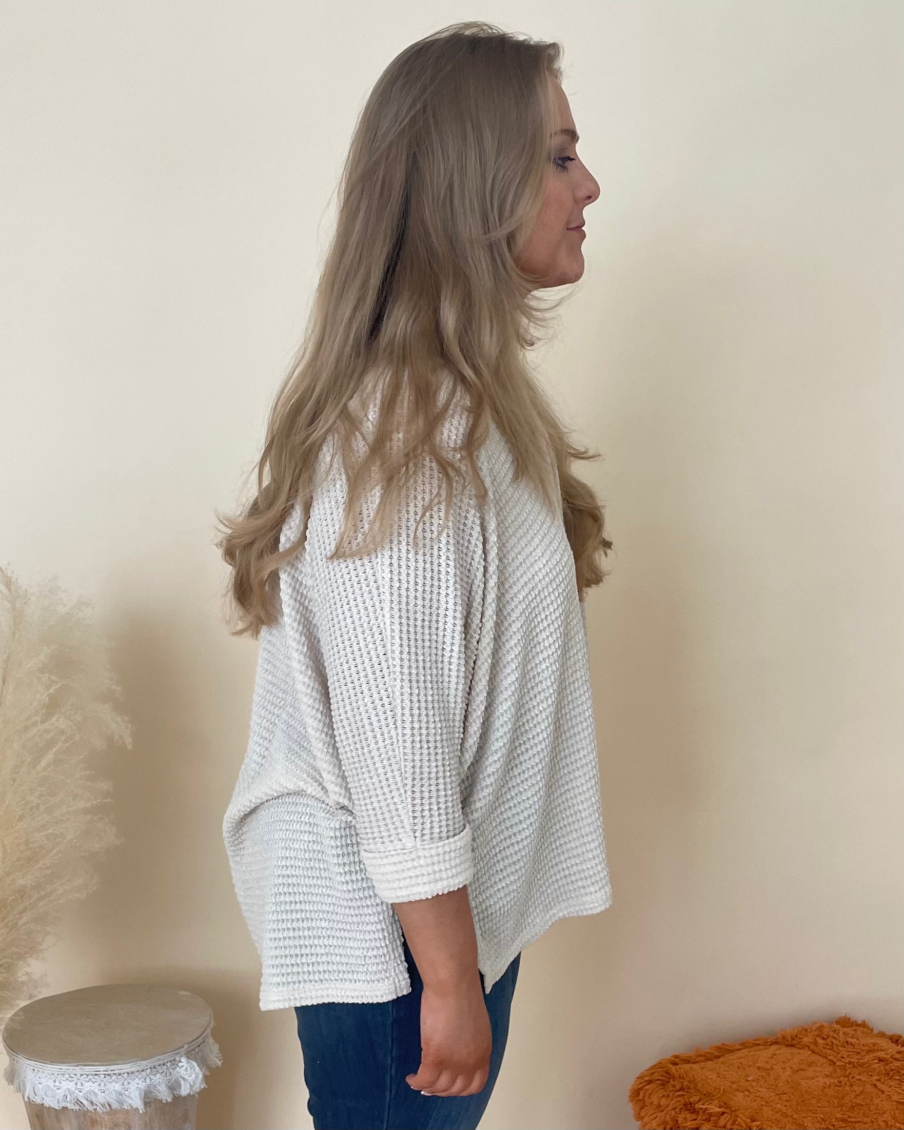 Casual Ease Sand Beige Plus Jacquard Sweater-Shop-Womens-Boutique-Clothing