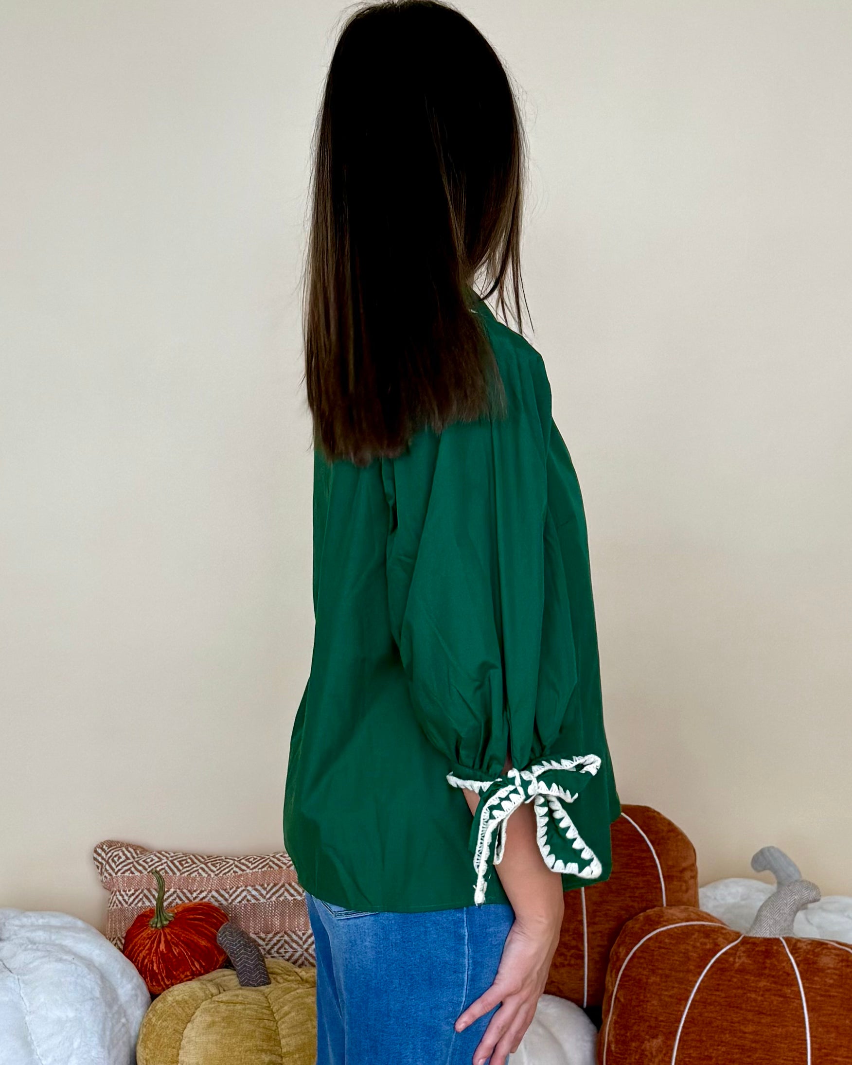 Get Back To It Pine Stitched Bow Top-Shop-Womens-Boutique-Clothing