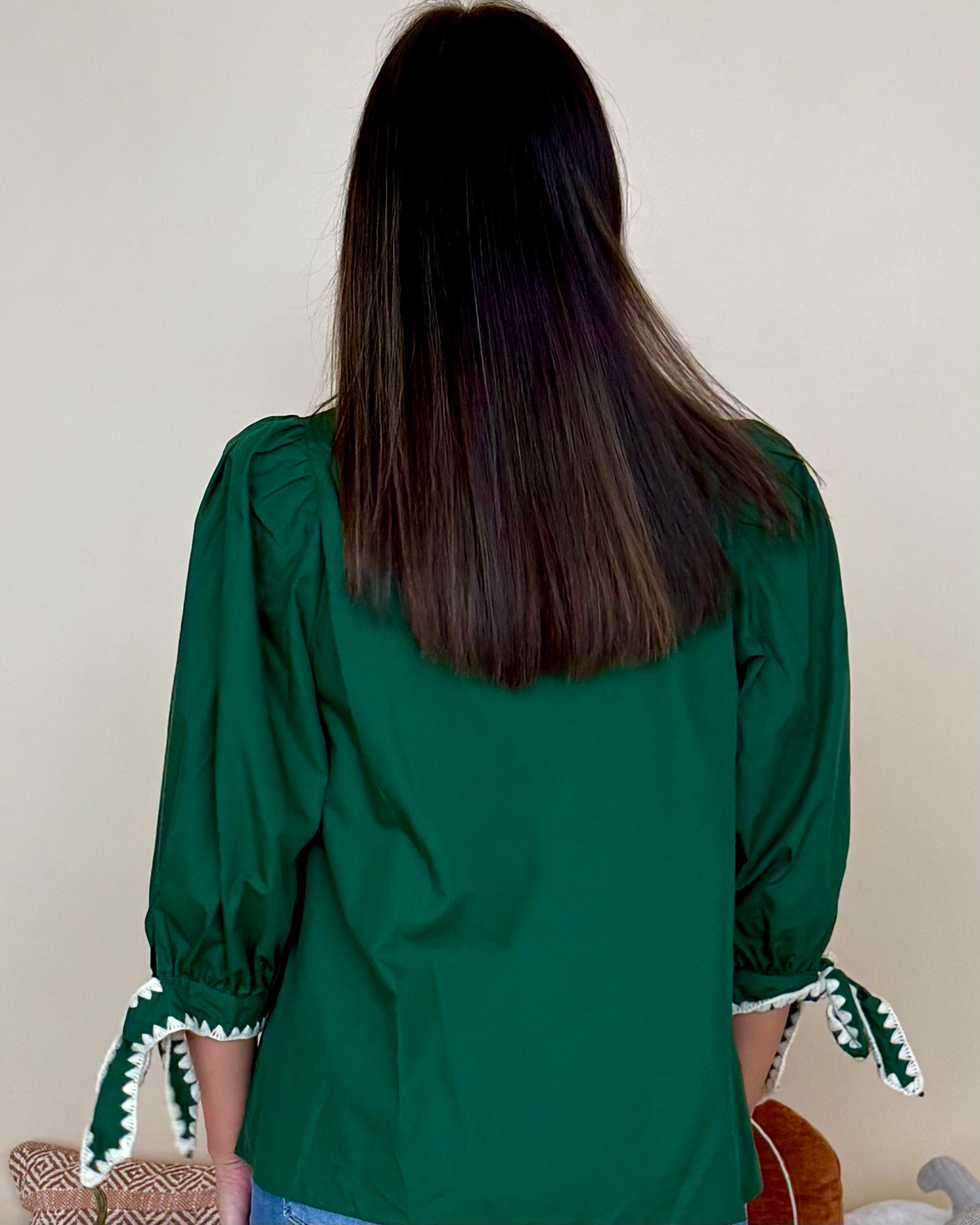 Get Back To It Pine Stitched Bow Top-Shop-Womens-Boutique-Clothing