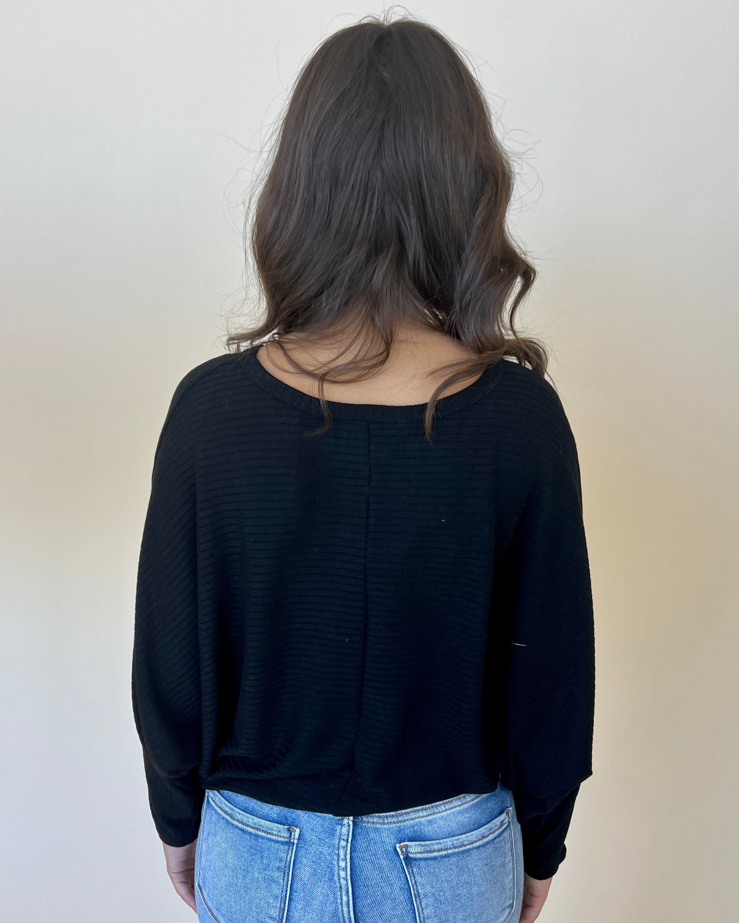 Cozy Walks Black Ribbed Batwing Sweater-Shop-Womens-Boutique-Clothing