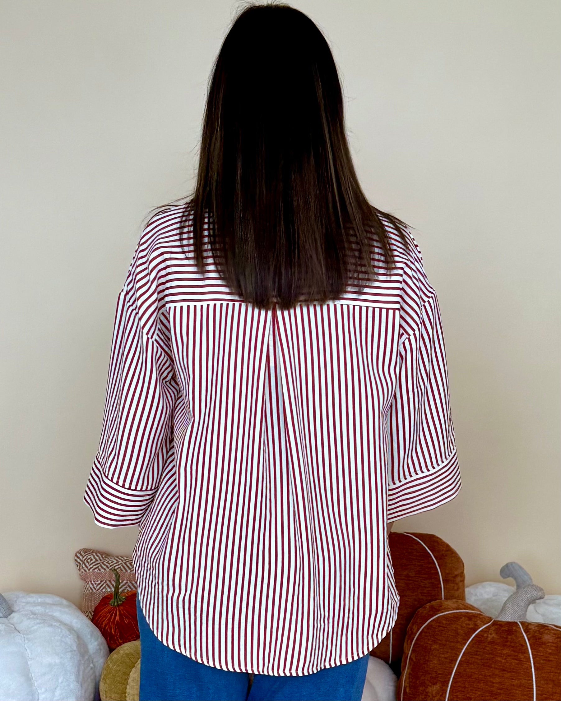 Bottom Line Rust Stripe Collared Top-Shop-Womens-Boutique-Clothing