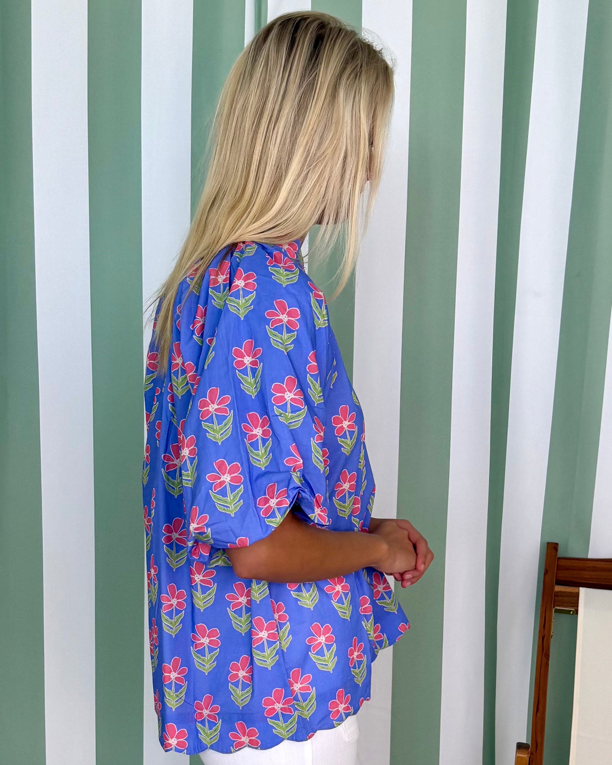 By Chance Periwinkle Mix Floral Top-Shop-Womens-Boutique-Clothing