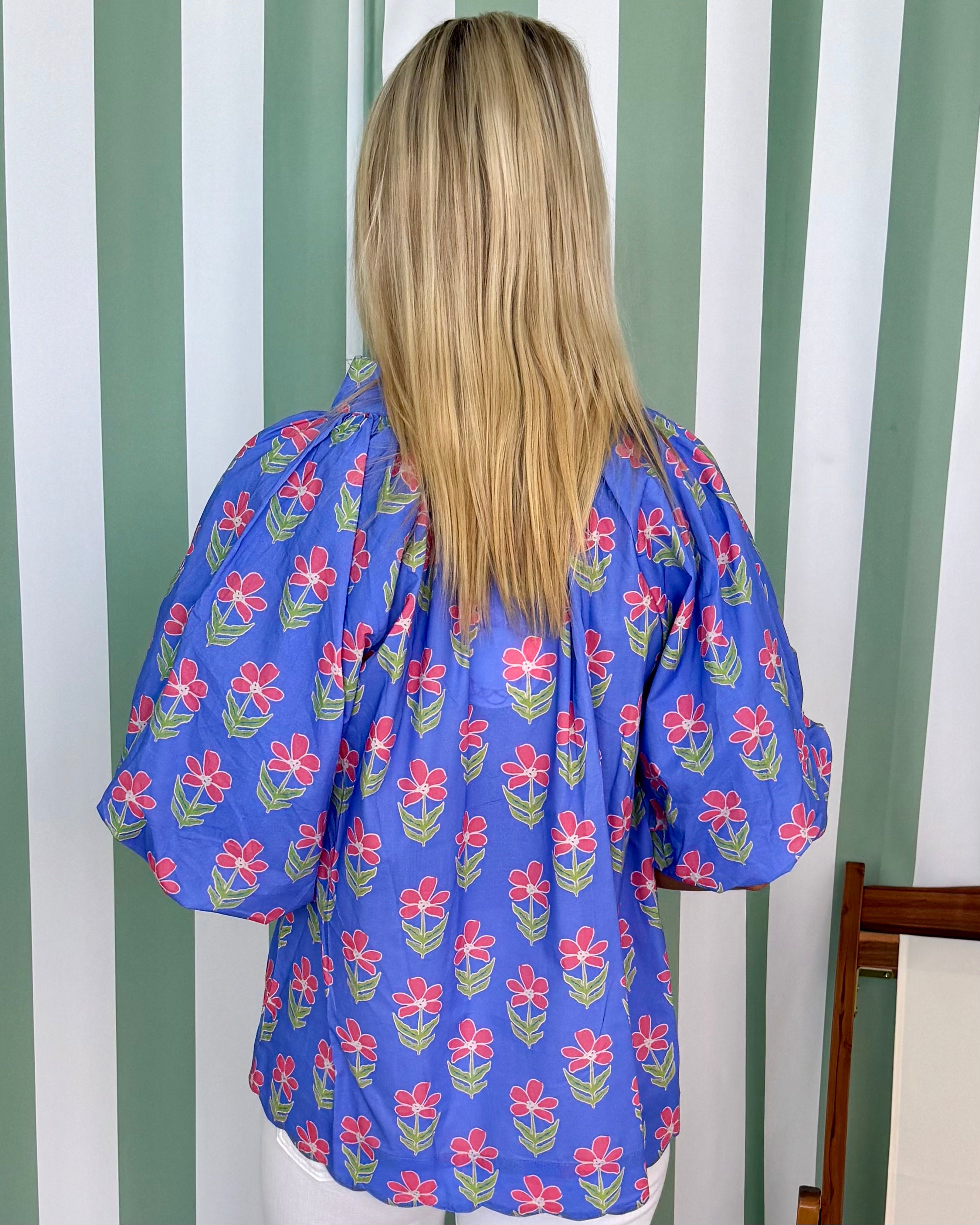 By Chance Periwinkle Mix Floral Top-Shop-Womens-Boutique-Clothing