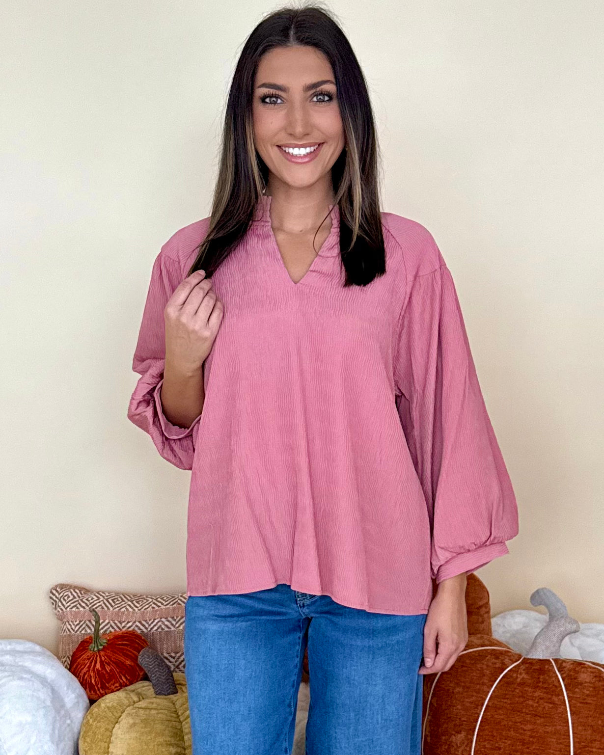 Remind Me Dusty Pink Textured Smock Top-Shop-Womens-Boutique-Clothing