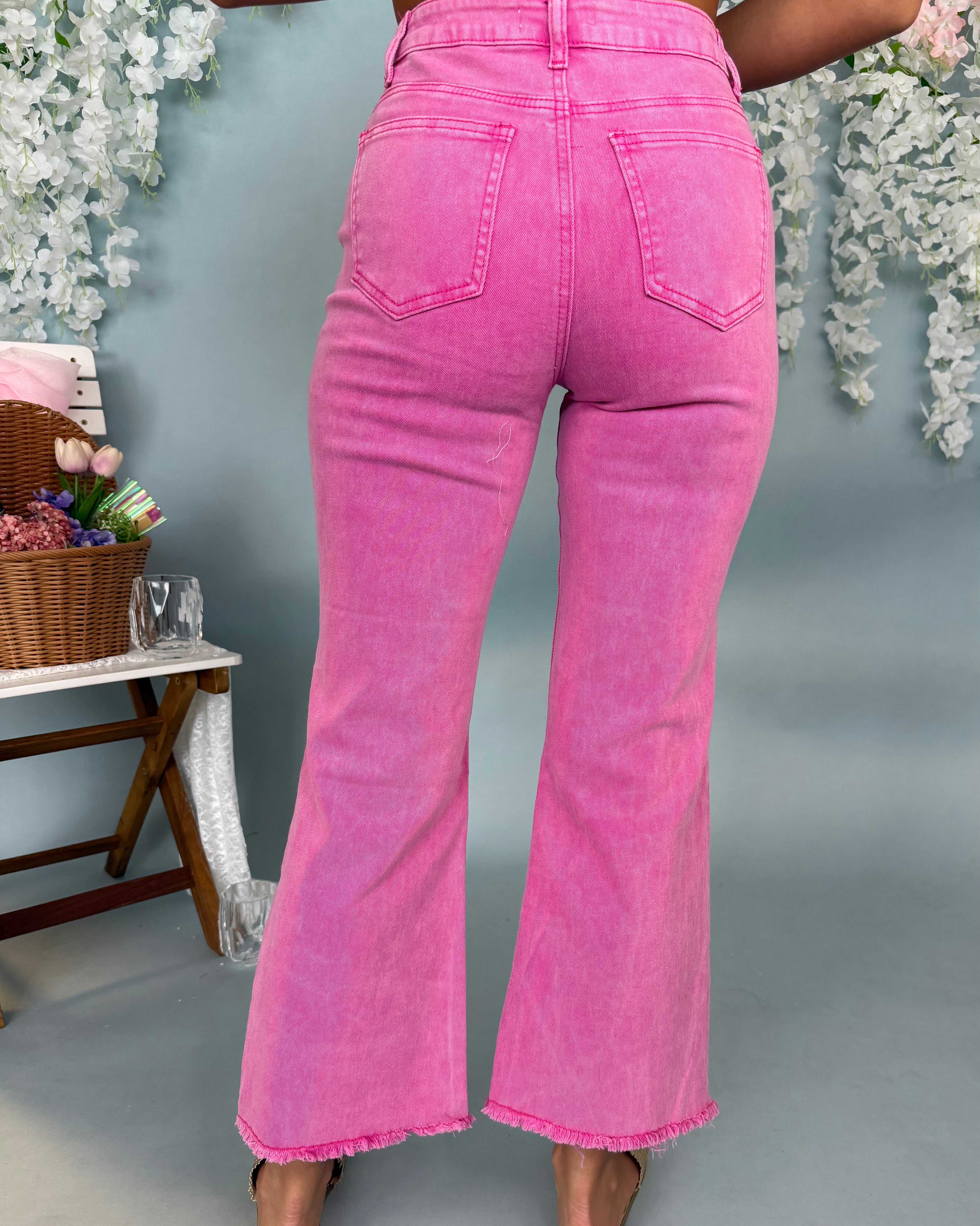 Chit Chat Hot Pink High Waist Fray Jean-Shop-Womens-Boutique-Clothing