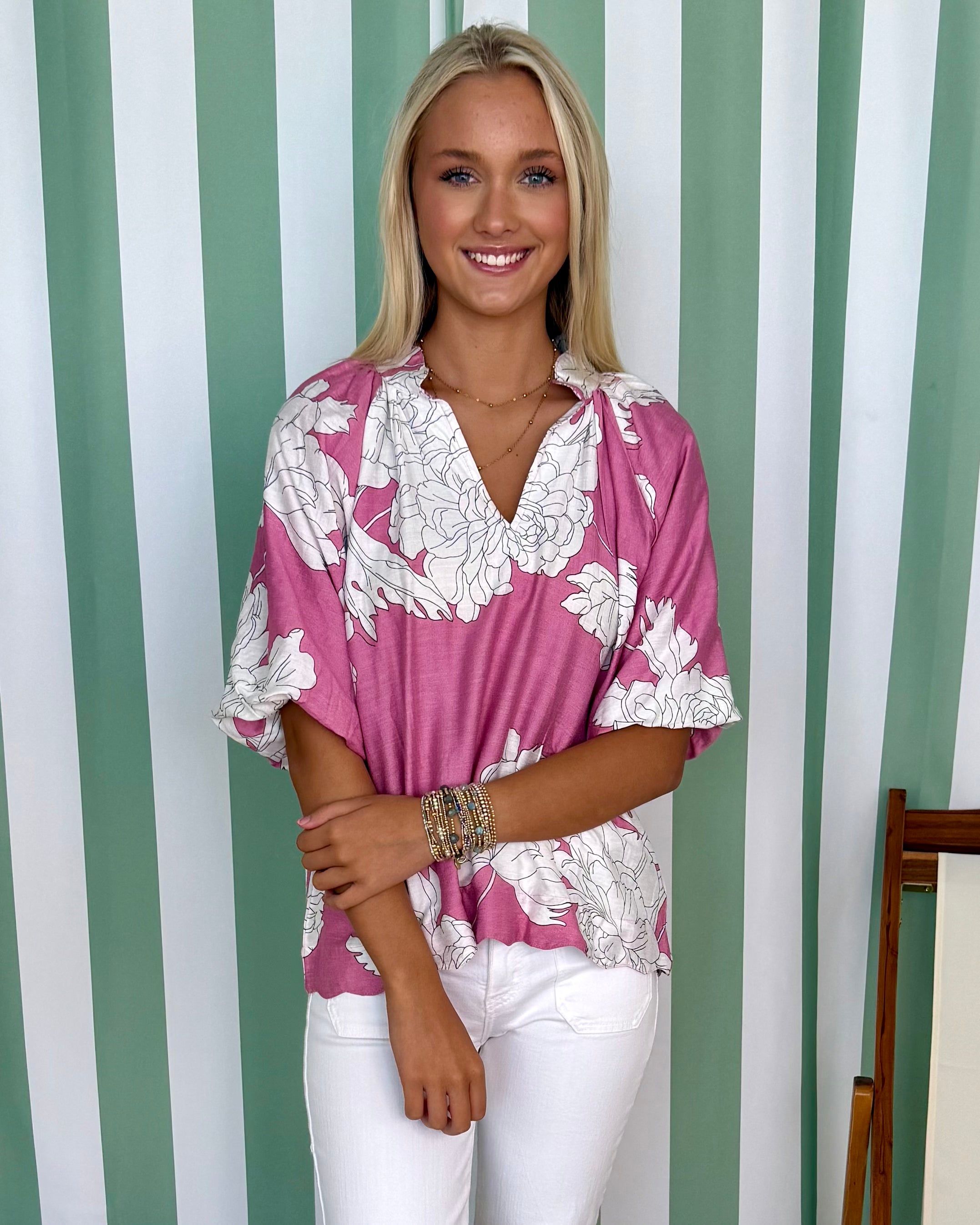 Exciting Love Rose Floral Print Top-Shop-Womens-Boutique-Clothing