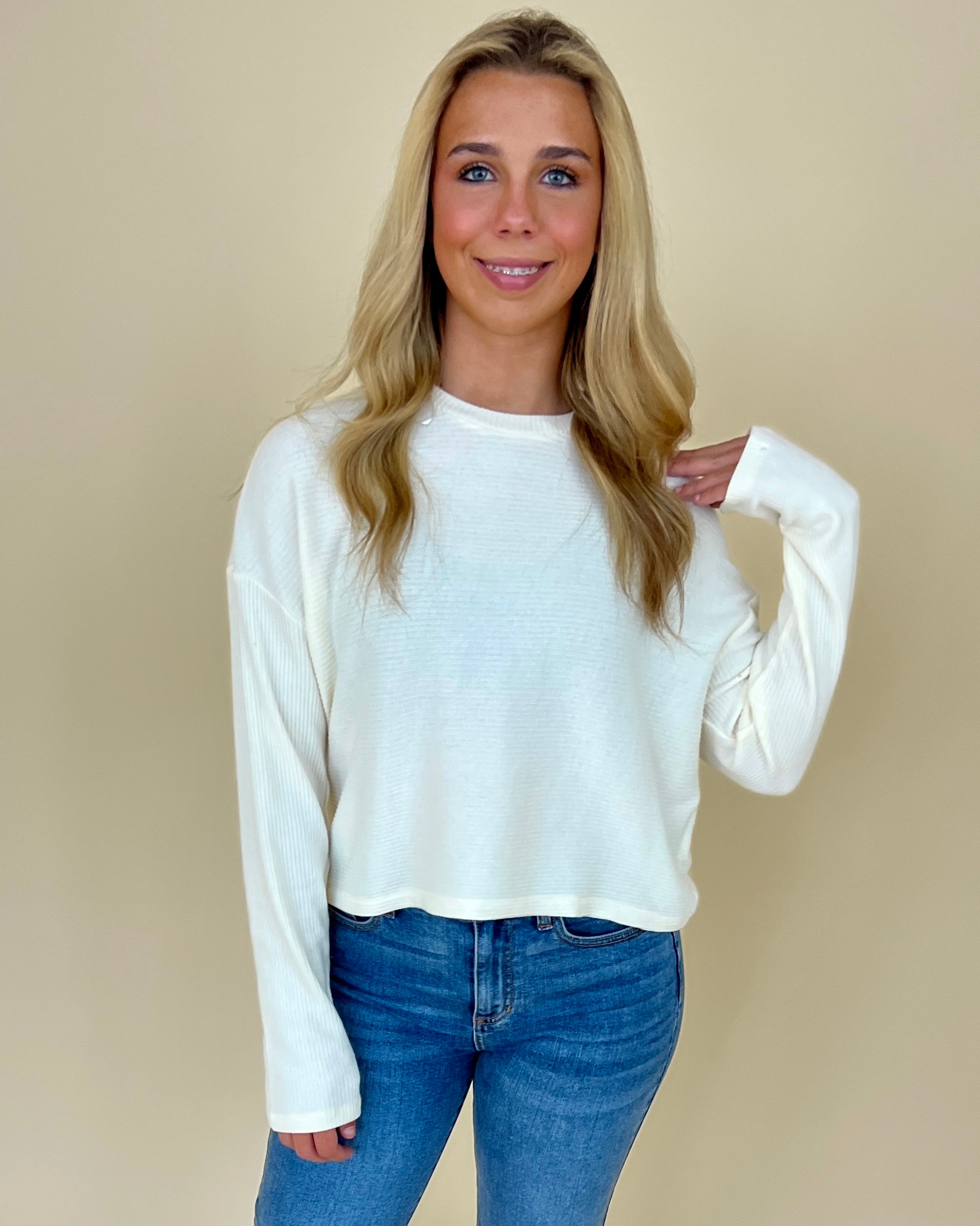 Finally Over Cream Cropped Rib Top-Shop-Womens-Boutique-Clothing