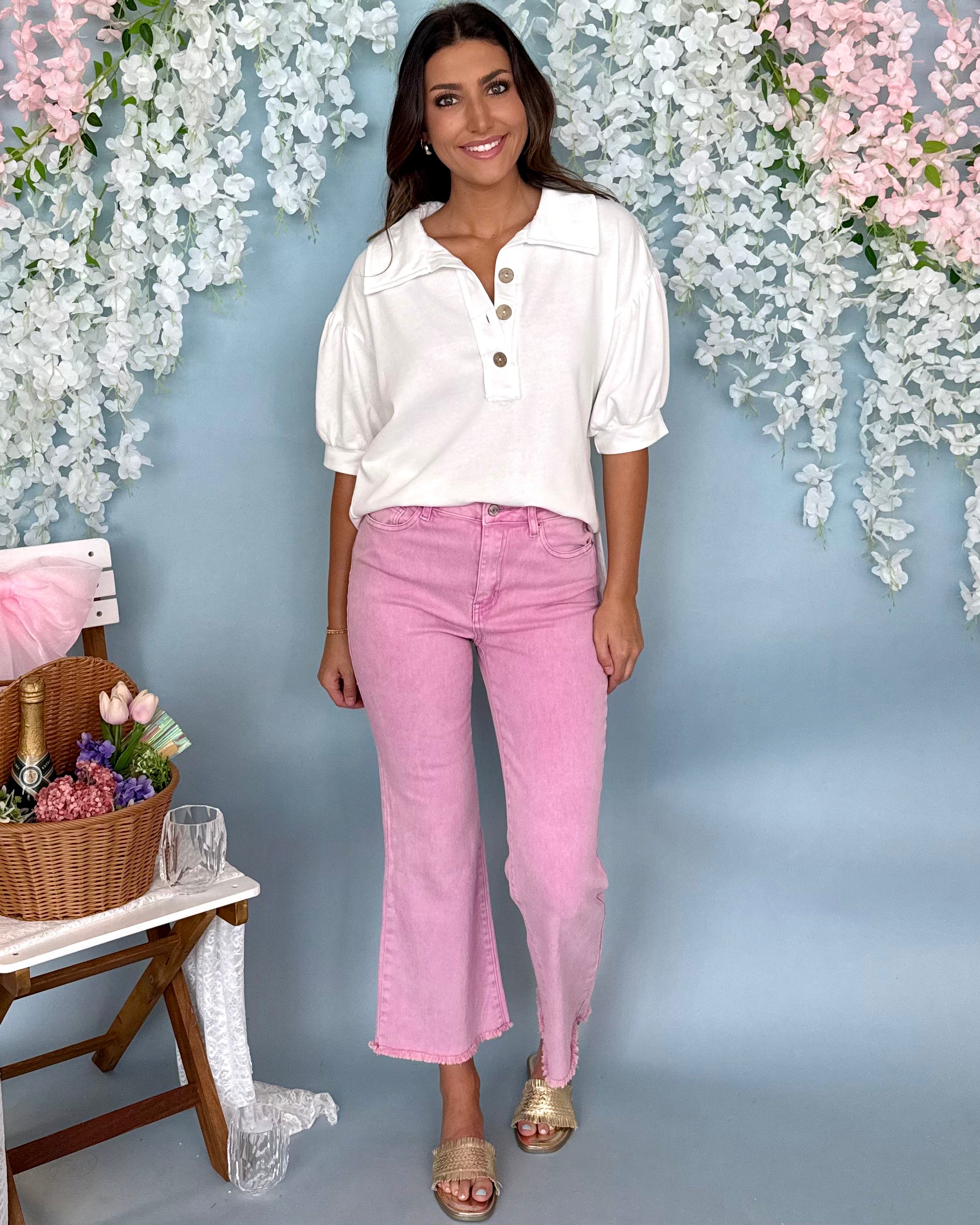 Look For It Off White Button Top-Shop-Womens-Boutique-Clothing