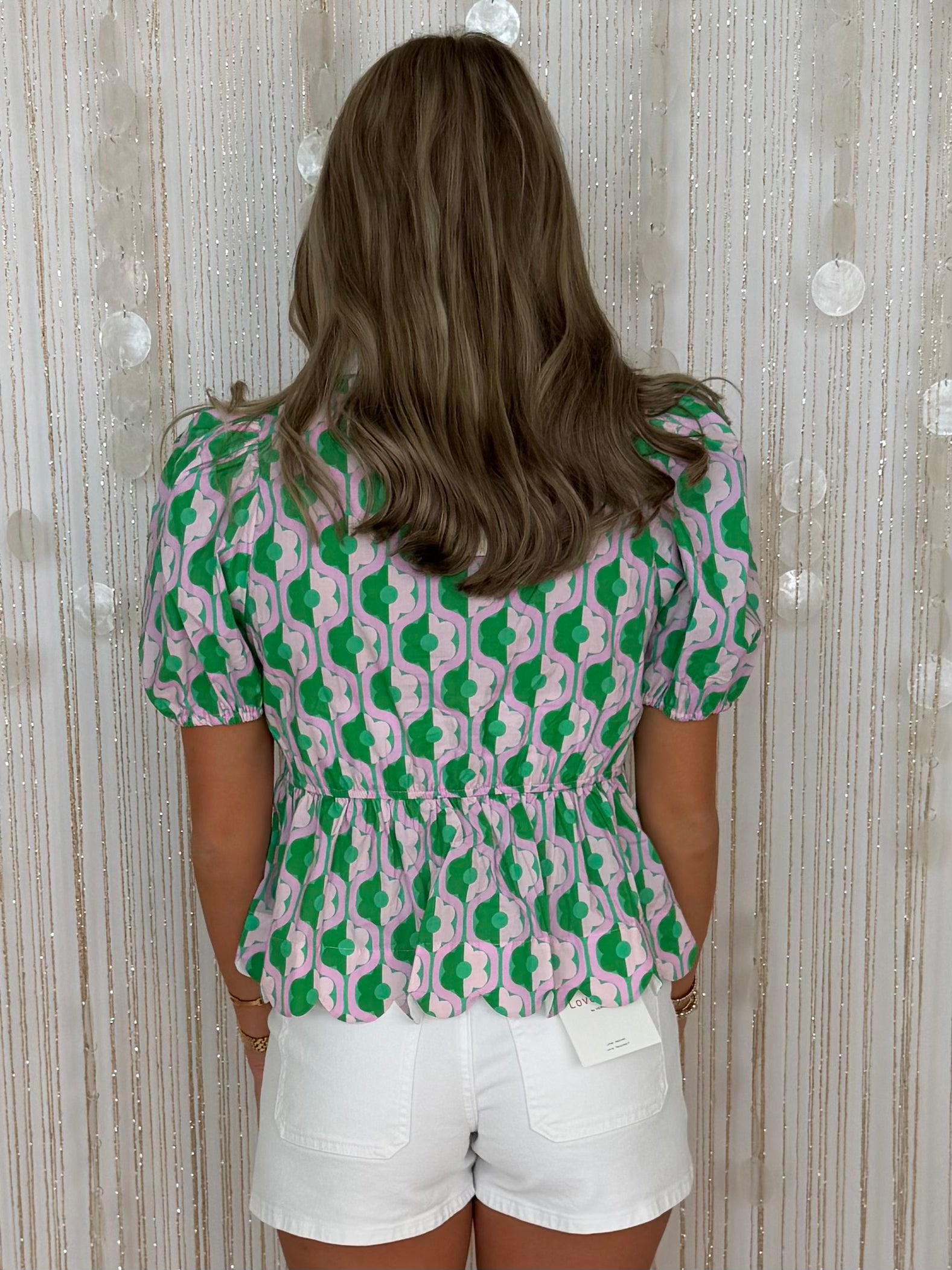 Sweet Season Green Floral Puff Sleeve Top-Shop-Womens-Boutique-Clothing