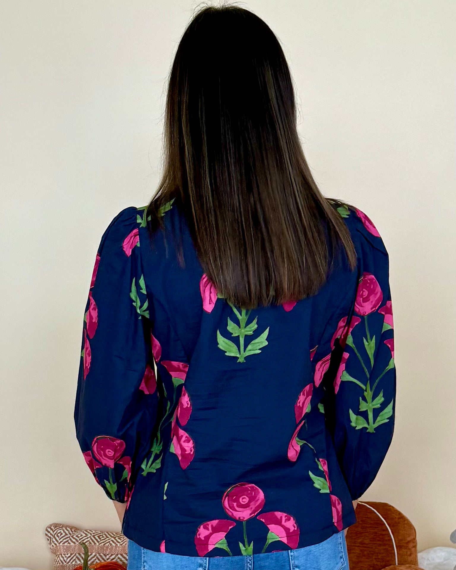 Love To Find Navy Mix Floral Ruffle Top-Shop-Womens-Boutique-Clothing