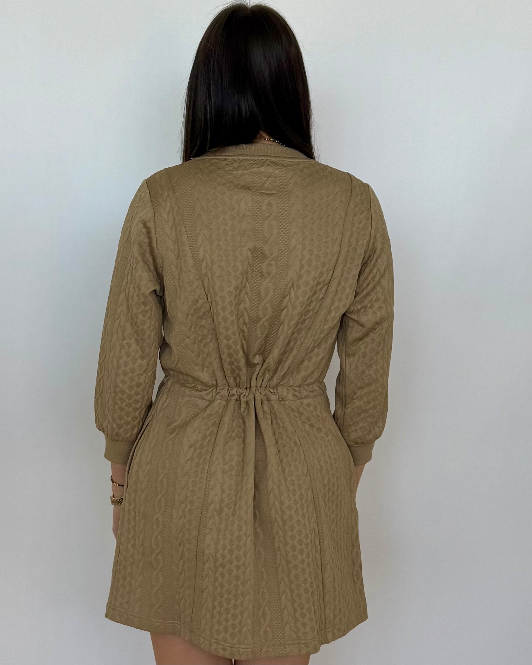 Finding Ways Taupe Cable Tie Waist Dress-Shop-Womens-Boutique-Clothing