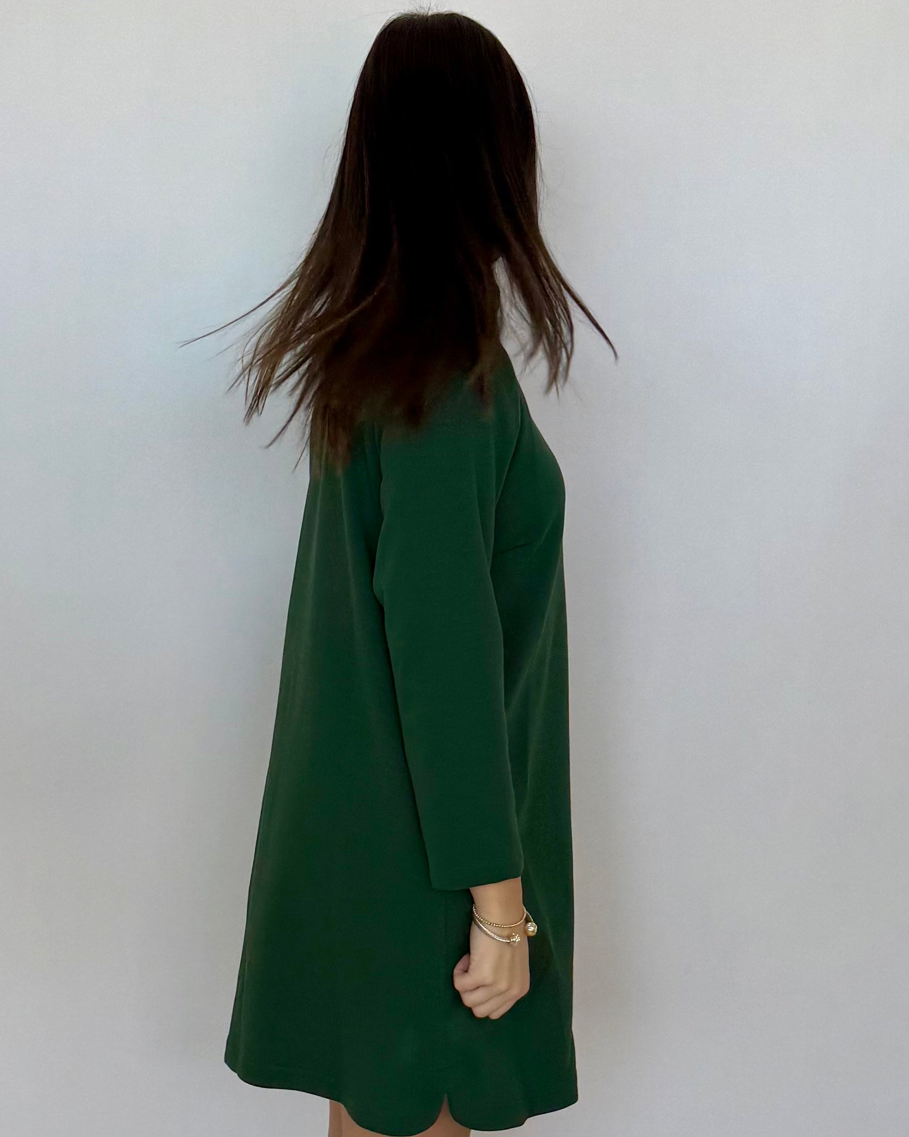 Cozy Up H Green Split Pocket Dress-Shop-Womens-Boutique-Clothing