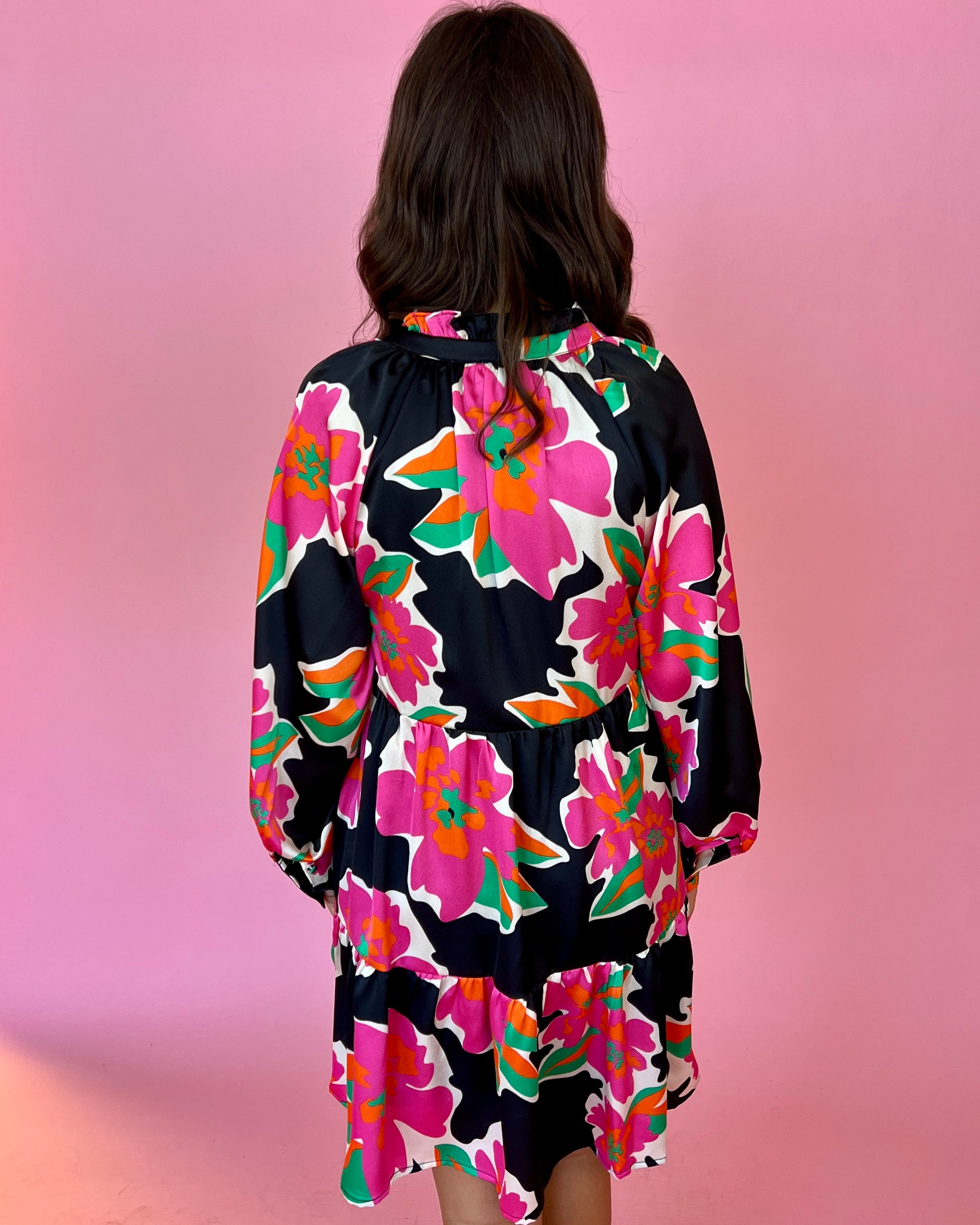 Meet In The Garden Black Floral High Neck Dress-Shop-Womens-Boutique-Clothing