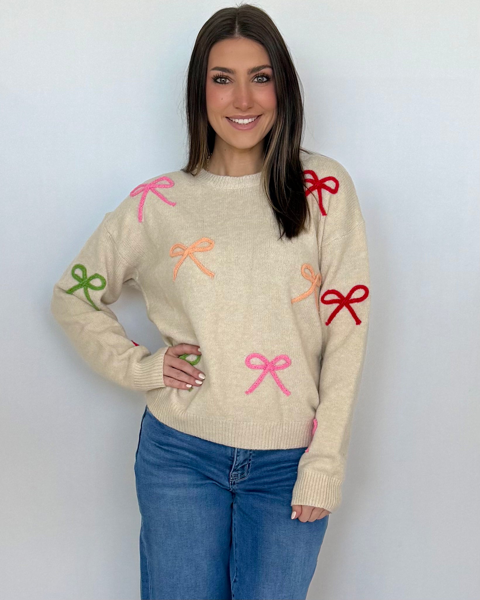 All In Favor Ivory Bow Sweater-Shop-Womens-Boutique-Clothing