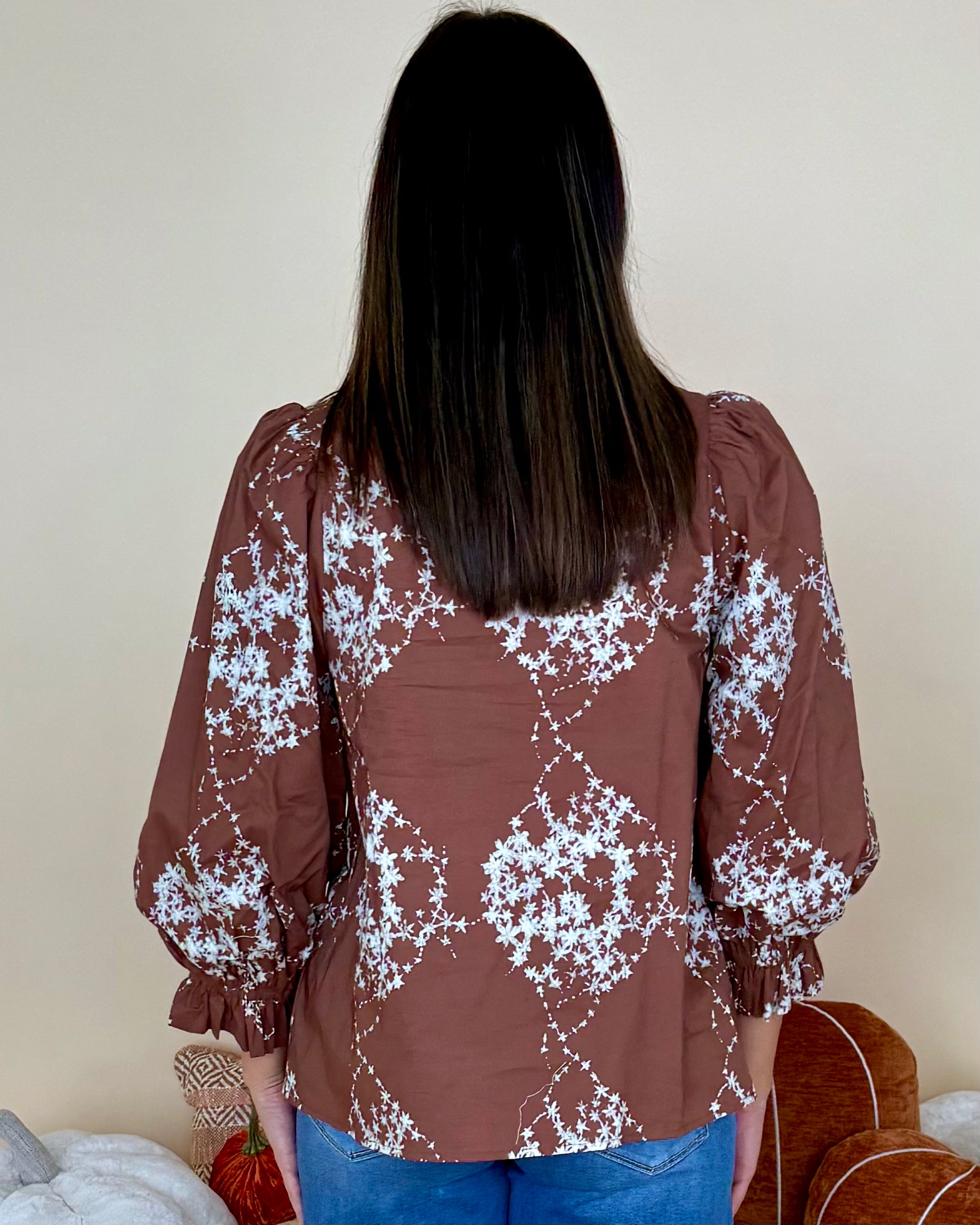 Freshly Picked Brown Floral Contrast Top-Shop-Womens-Boutique-Clothing