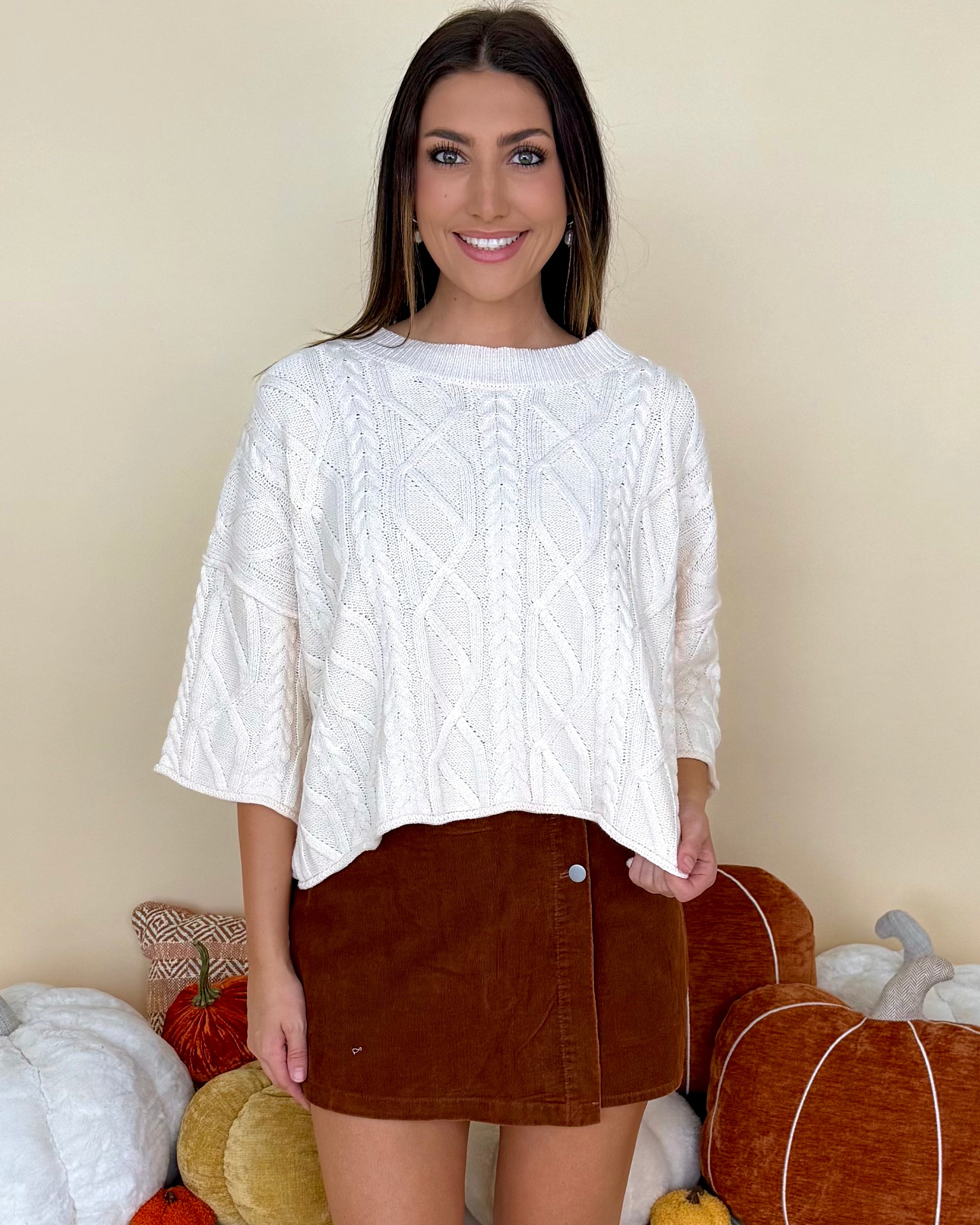 Cherish You Ecru Cable Sweater-Shop-Womens-Boutique-Clothing