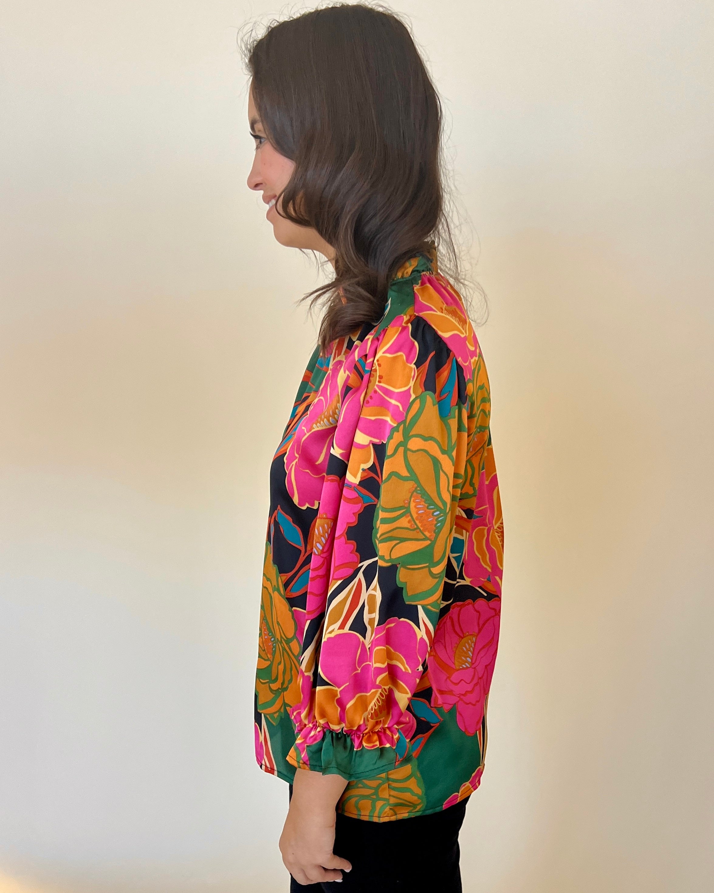 Kindness Above All Black Green Floral Top-Shop-Womens-Boutique-Clothing