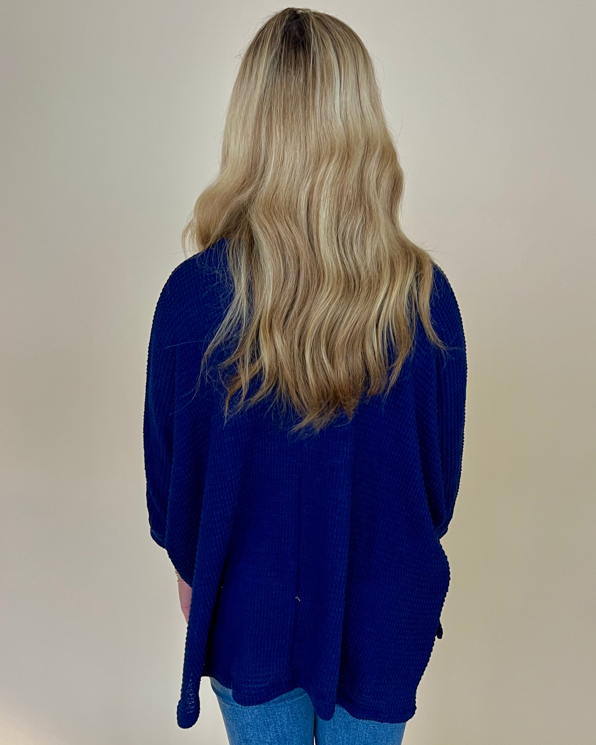 Early Start Lt Navy 3/4 Sleeve Sweater-Shop-Womens-Boutique-Clothing