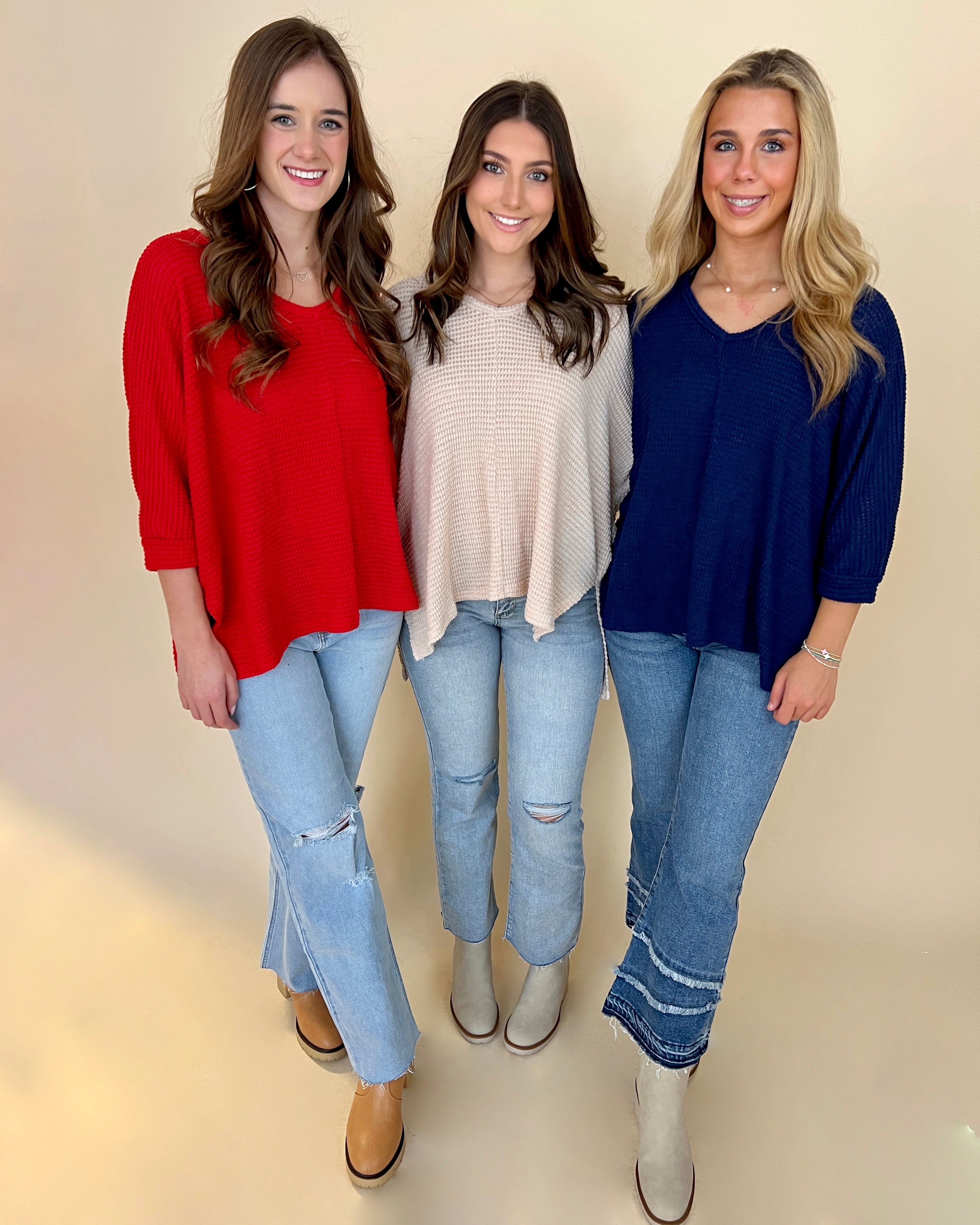 Early Start Lt Navy 3/4 Sleeve Sweater-Shop-Womens-Boutique-Clothing