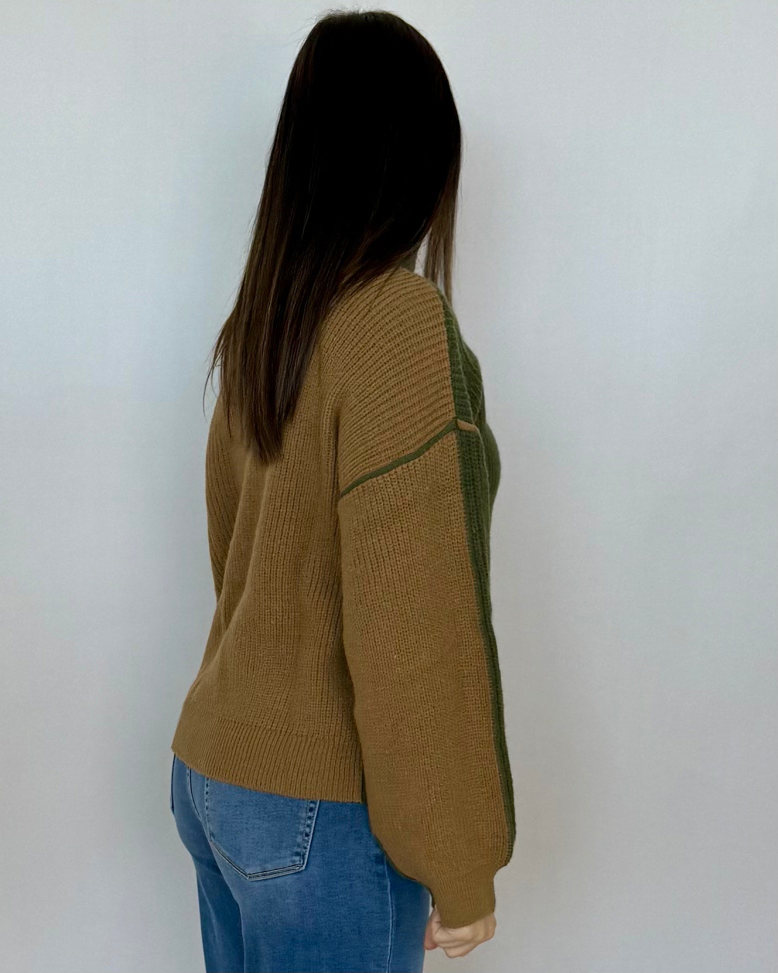Cozy All Day Olive Contrast Sweater-Shop-Womens-Boutique-Clothing