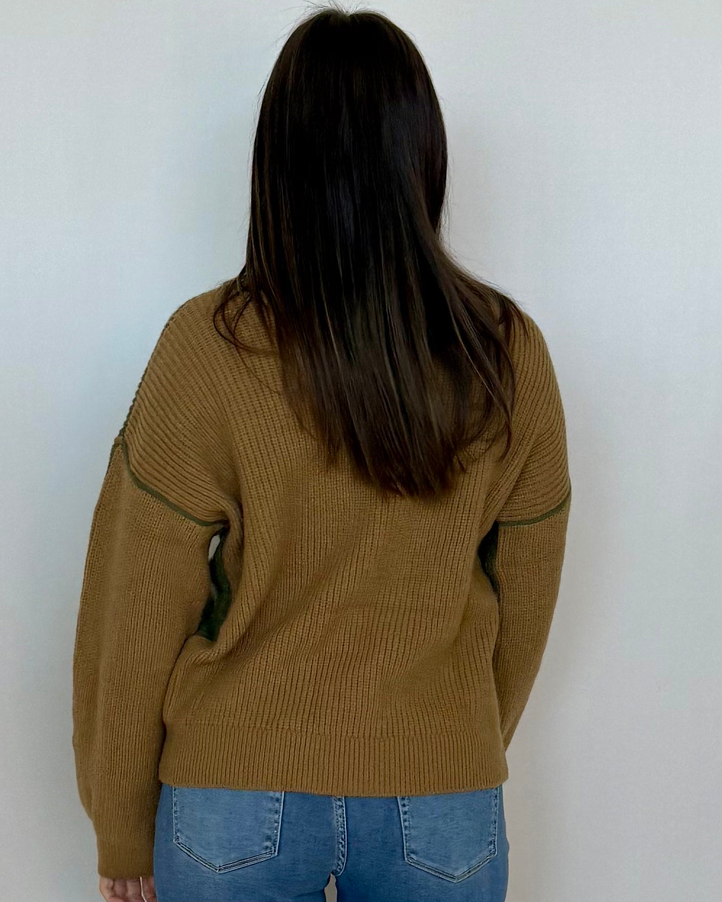 Cozy All Day Olive Contrast Sweater-Shop-Womens-Boutique-Clothing