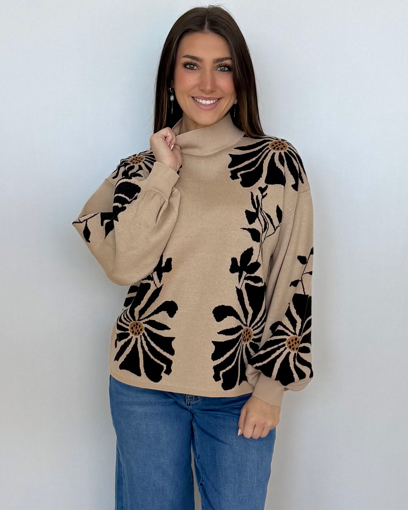 Graceful Days Ecru Floral Print Sweater-Shop-Womens-Boutique-Clothing