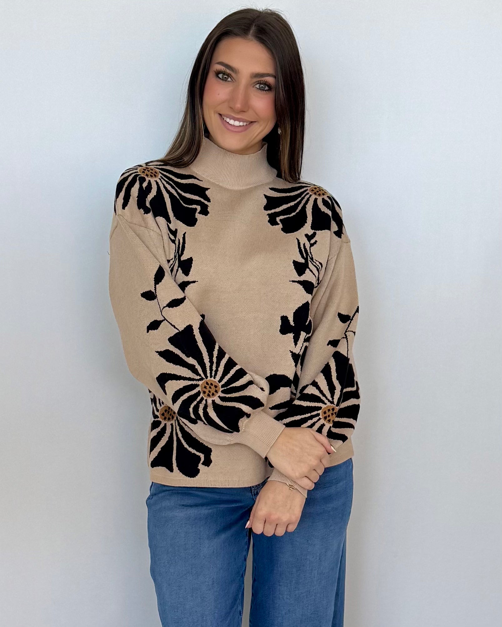 Graceful Days Ecru Floral Print Sweater-Shop-Womens-Boutique-Clothing